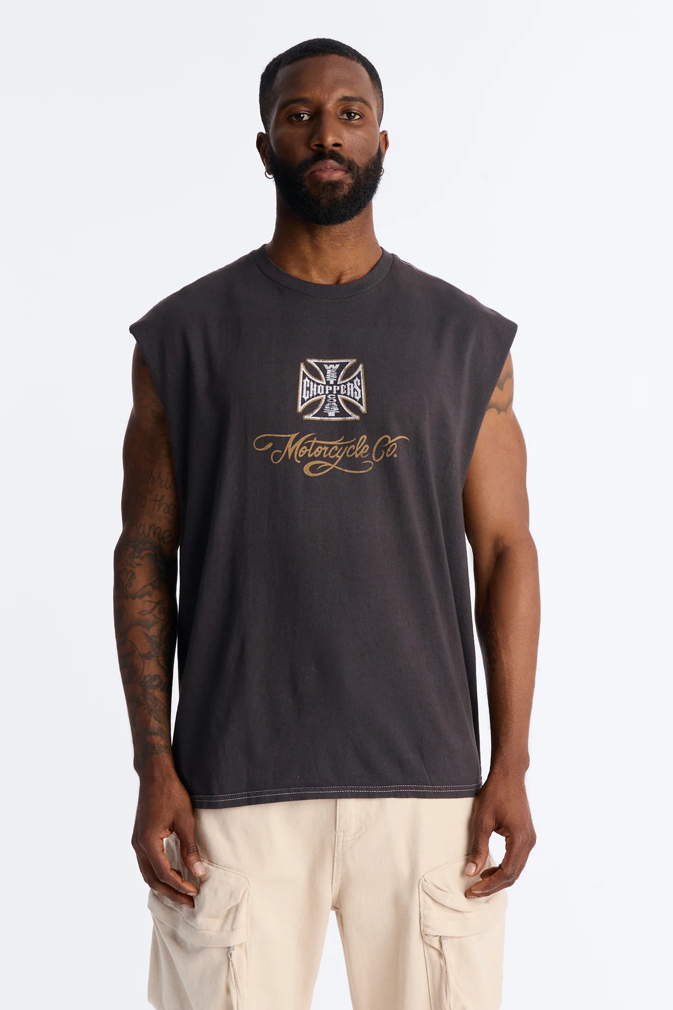 West Coast Choppers Motorcycle Club Muscle Tee - Black Wash - Image 4