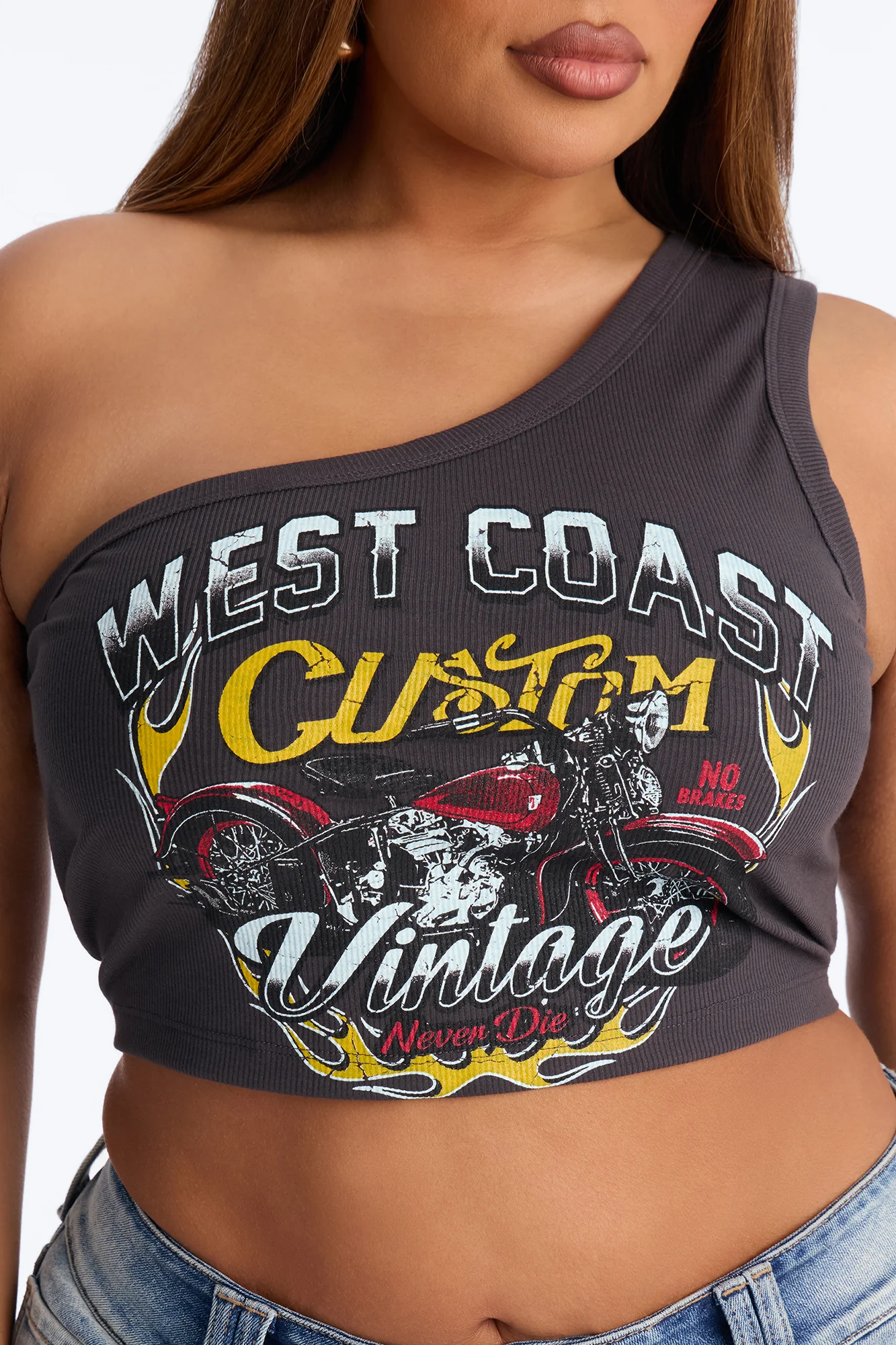 West Coast Riders One Shoulder Tank Top - Grey - Image 7