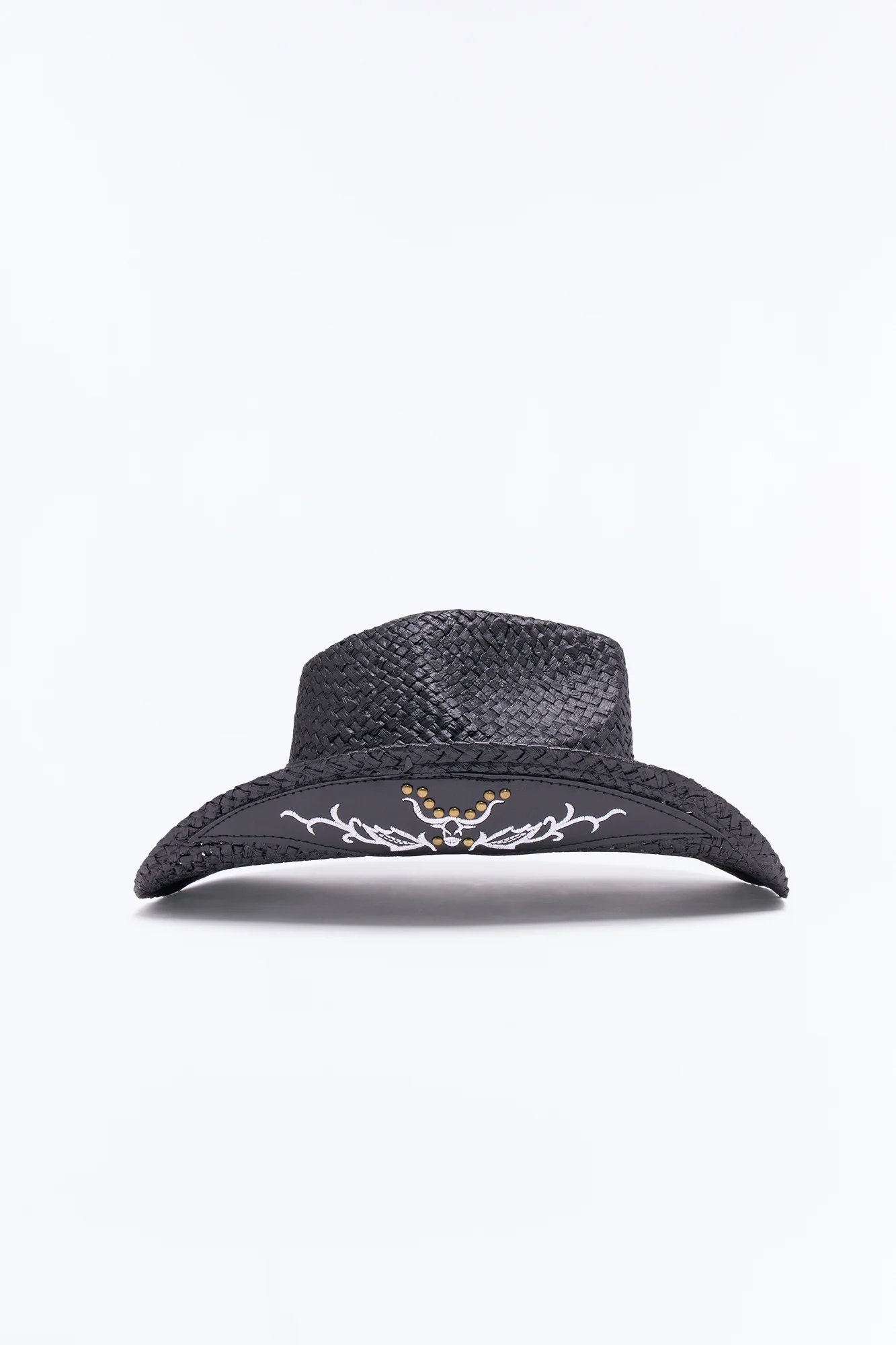 Western Decorative Straw Cowboy Hat - Black - Image 4