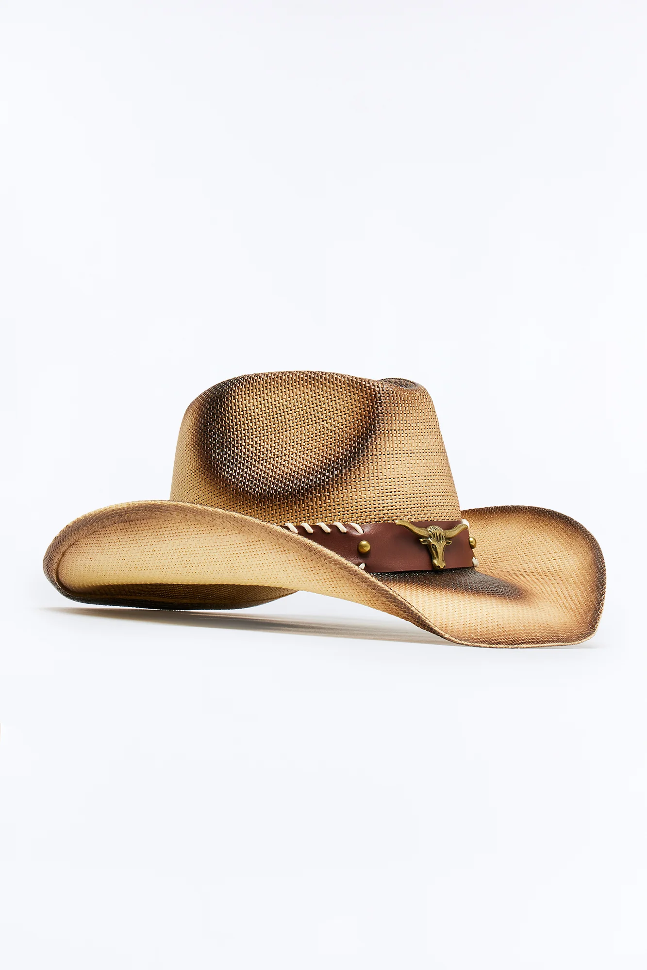 Western Washed Detail Cowboy Hat - Ivory/combo - Image 3