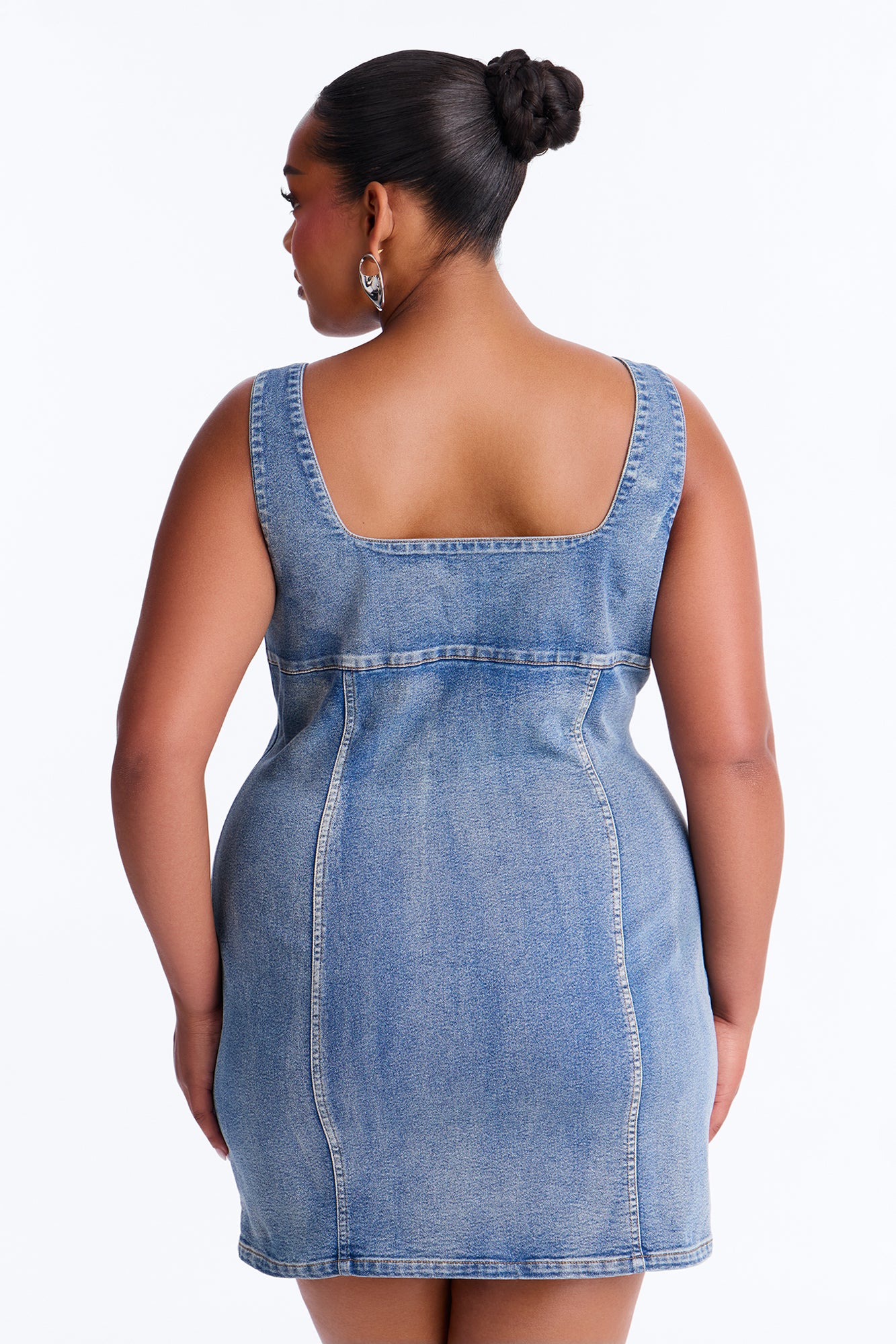 What A Gem Rhinestone Denim Mini Dress - Denim - Image 8