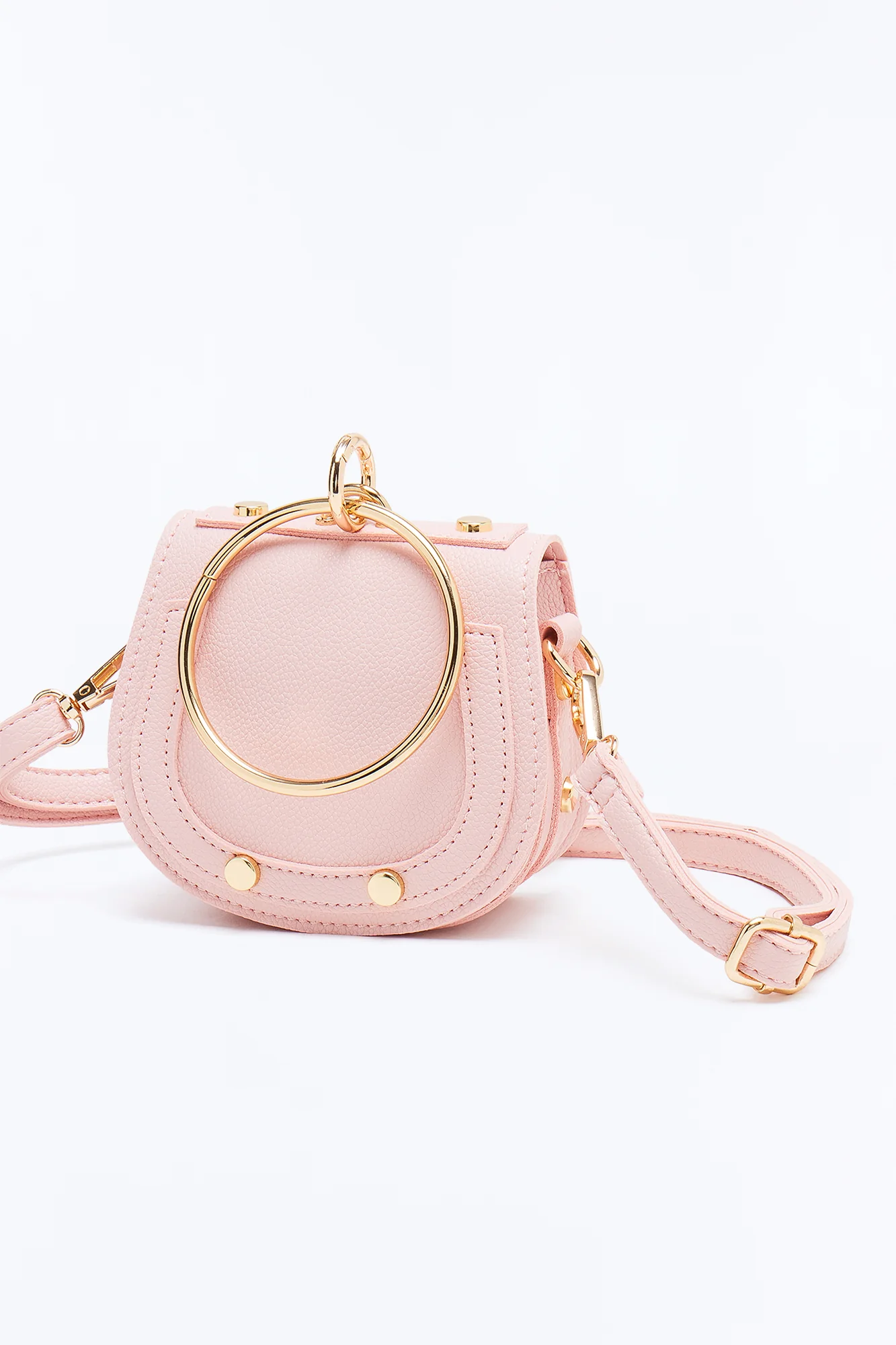What Goes Around Mini Faux Leather Satchel Handbag - Pink - Image 4