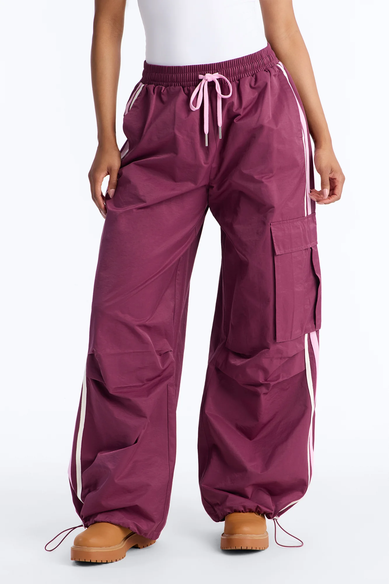 What She Said Windbreaker Track Pant - Plum - Image 2