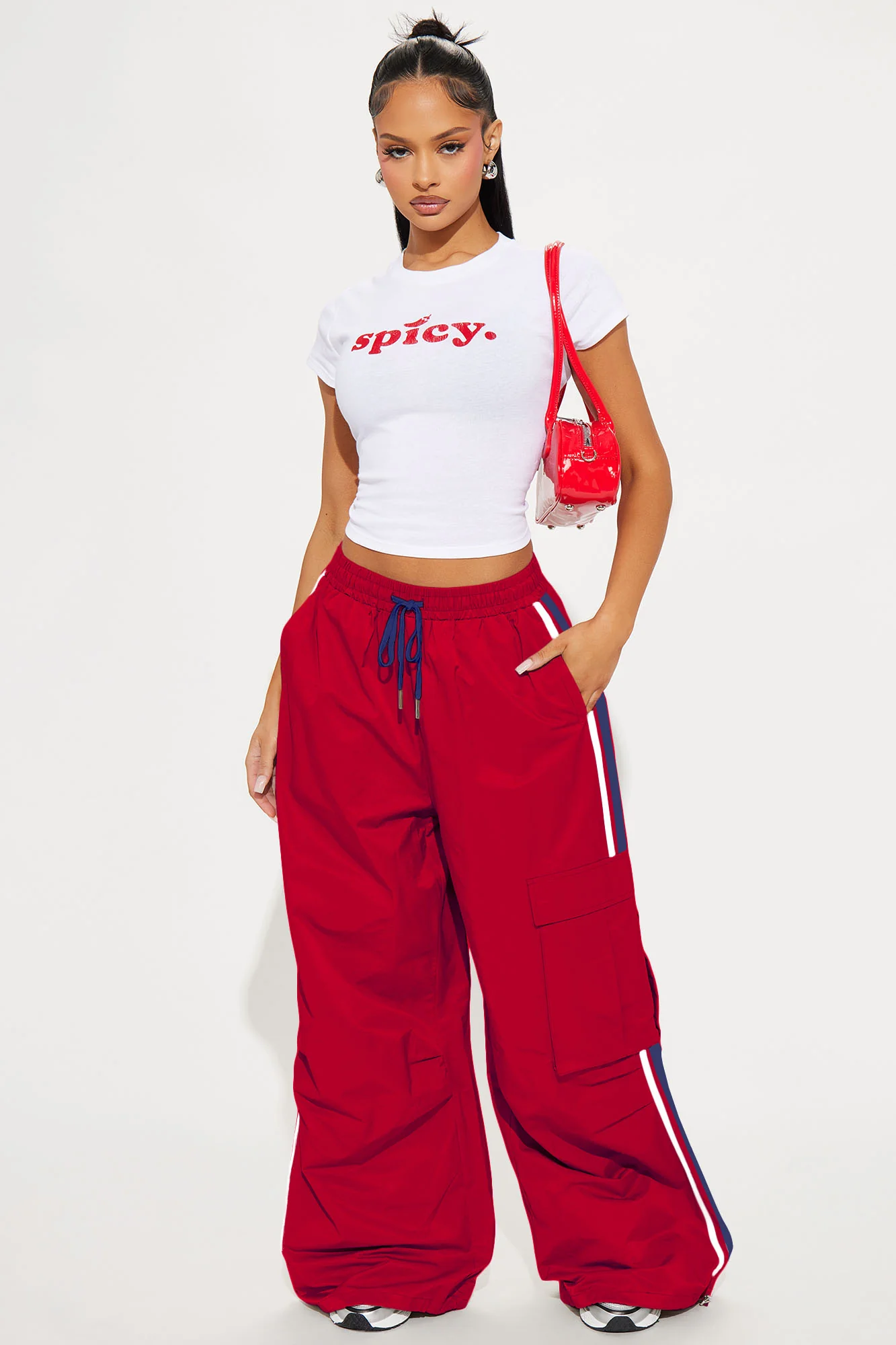 What She Said Windbreaker Track Pant - Red