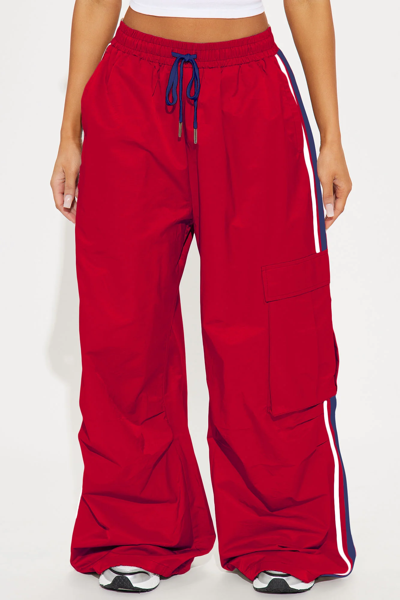 What She Said Windbreaker Track Pant - Red - Image 2