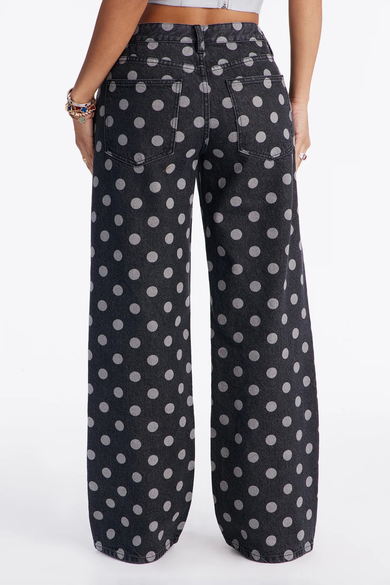 When In Rome Polka Dot Jeans - Black Wash - Image 4