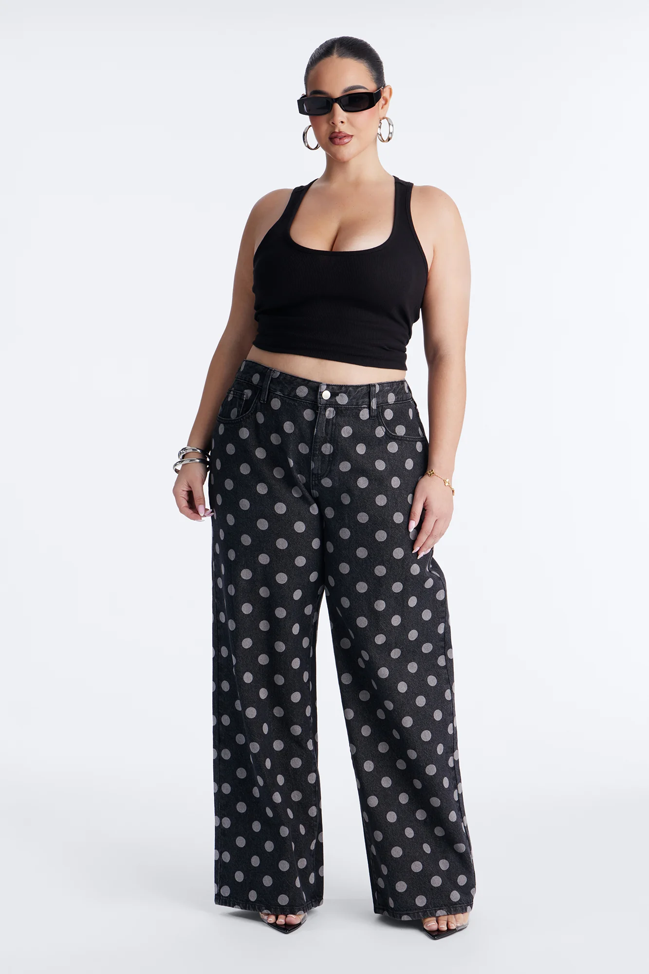 When In Rome Polka Dot Jeans - Black Wash - Image 5