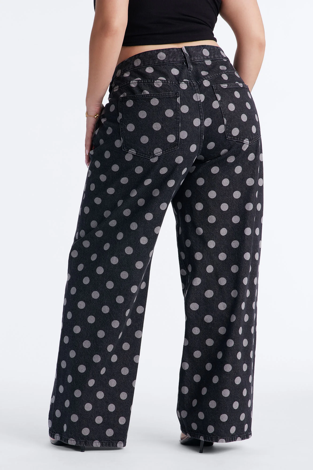 When In Rome Polka Dot Jeans - Black Wash - Image 7