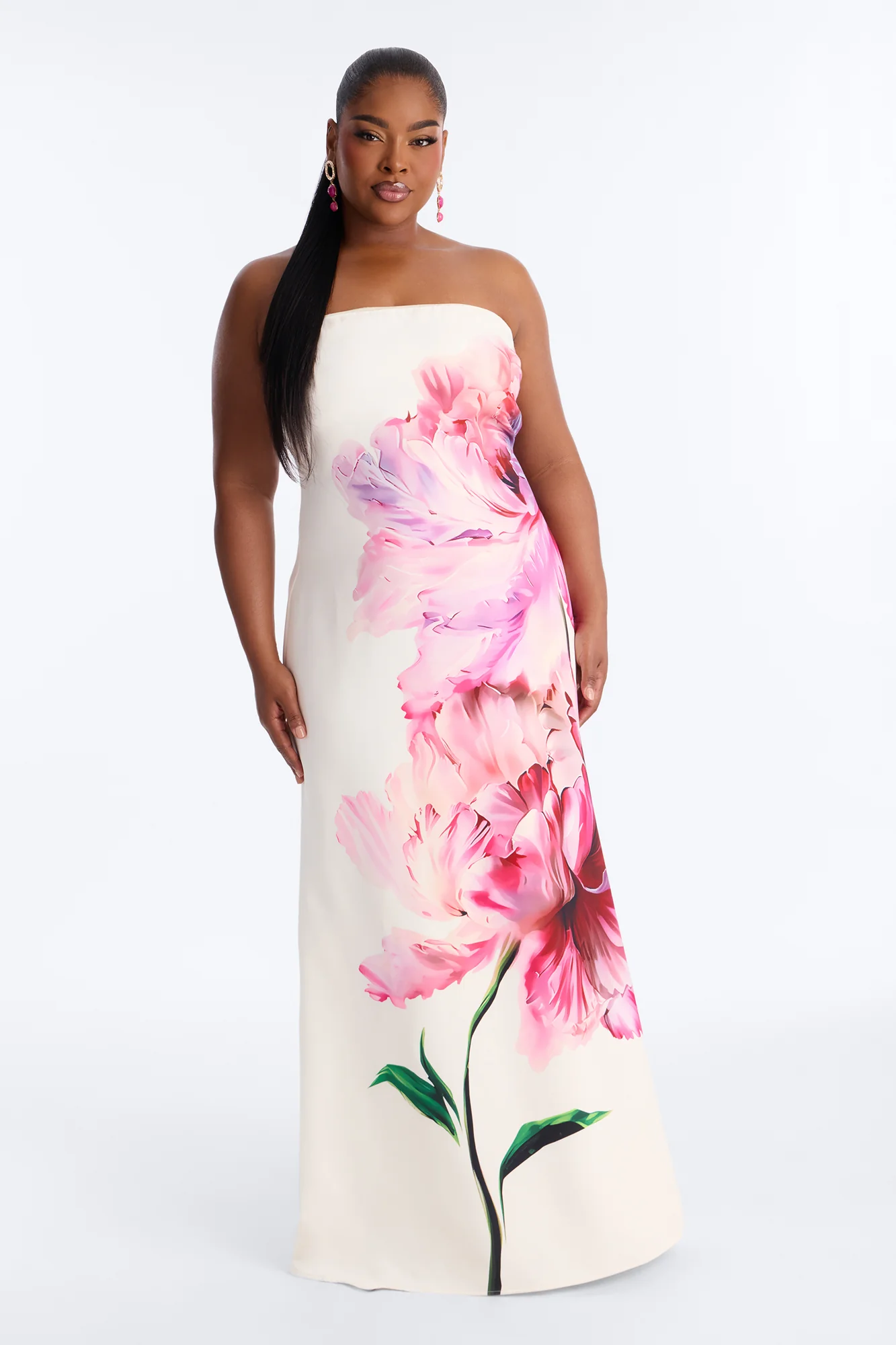 Whimsical Energy Strapless Maxi Dress - Magenta/combo - Image 5