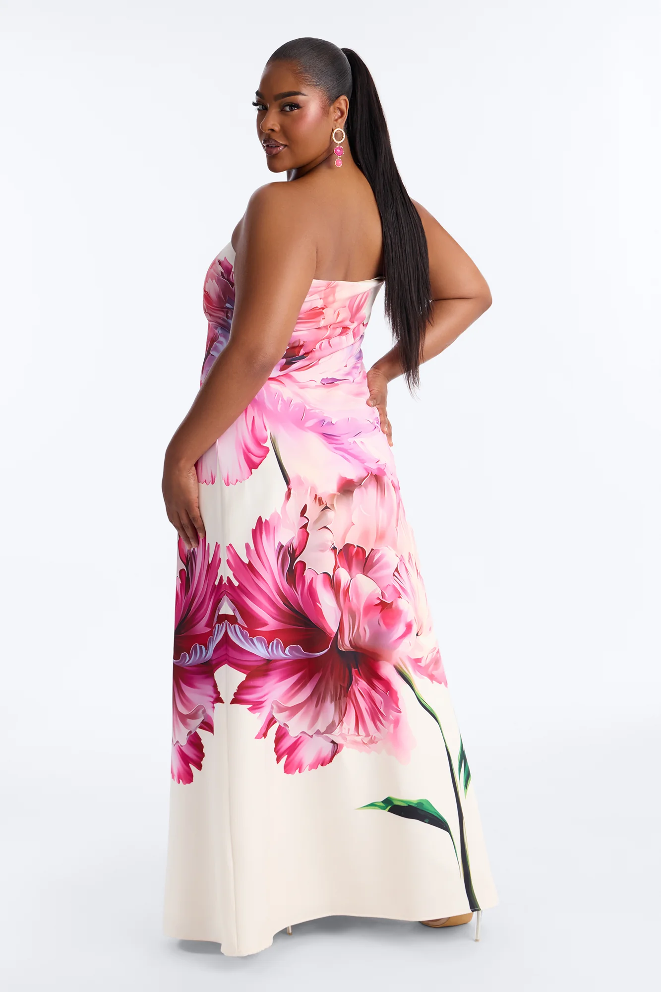 Whimsical Energy Strapless Maxi Dress - Magenta/combo - Image 7