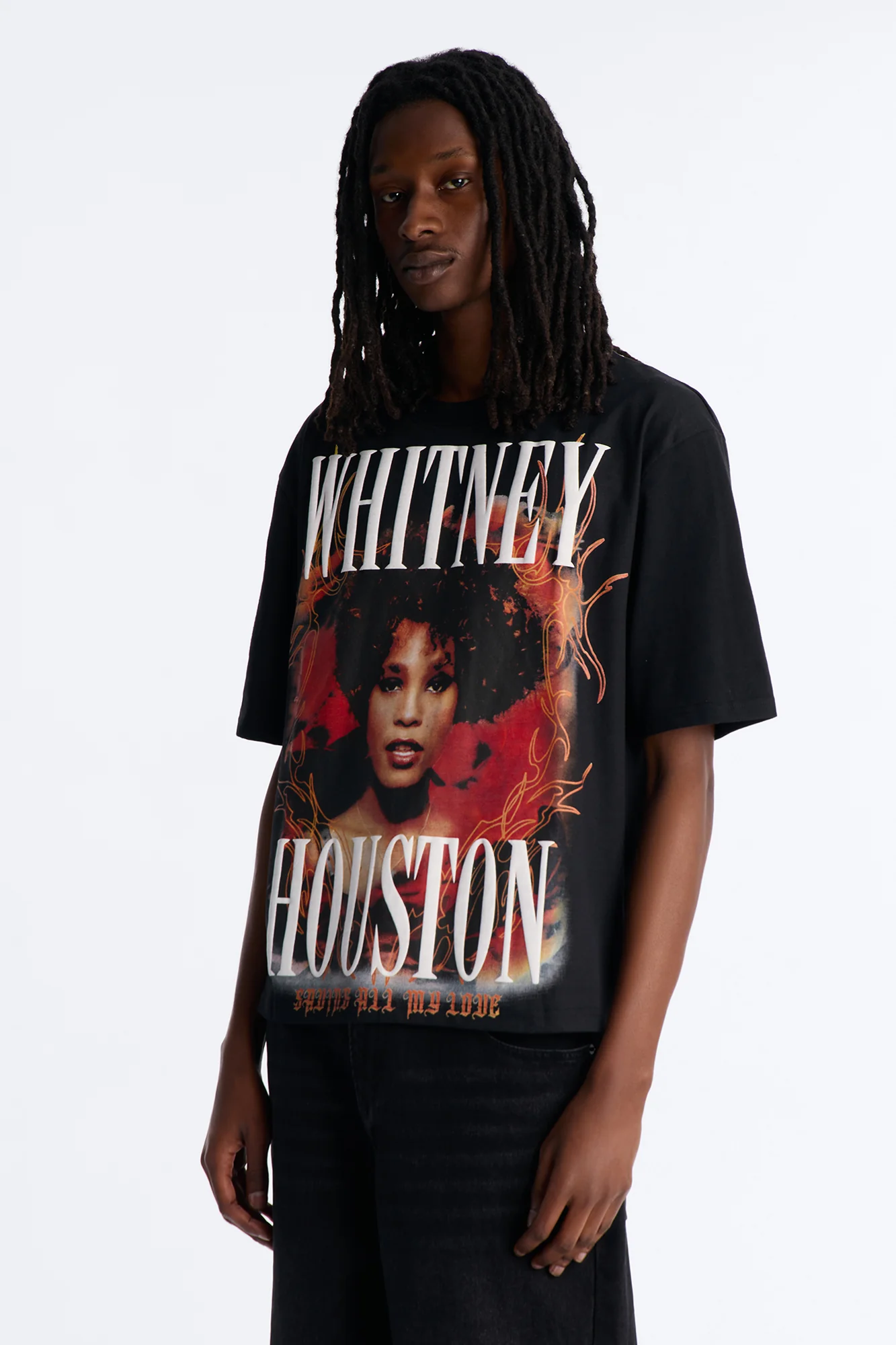 Whitney Houston Saving All My Love Short Sleeve Tee - Black
