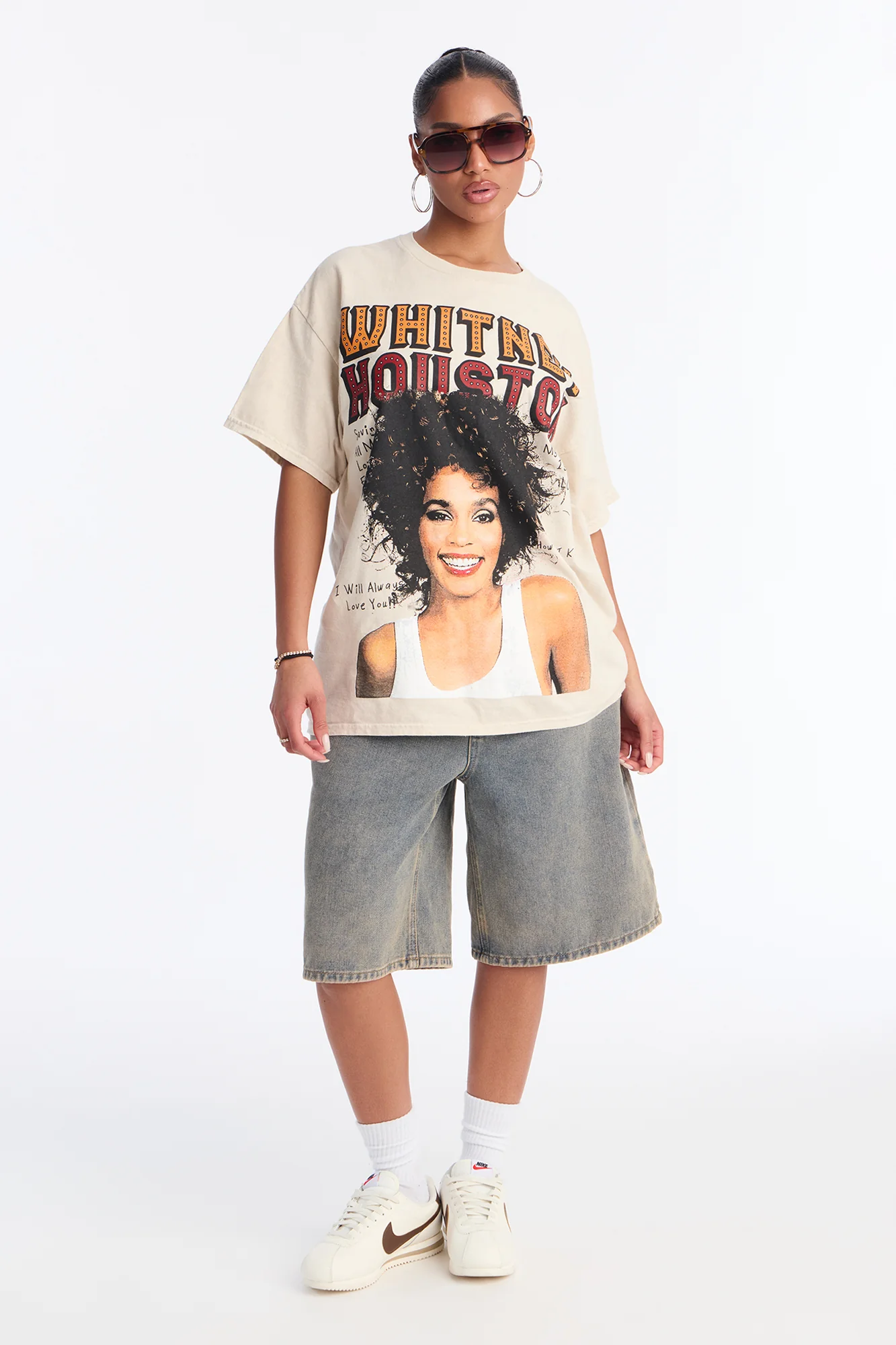Whitney Houston Songs Washed Tee - Natural