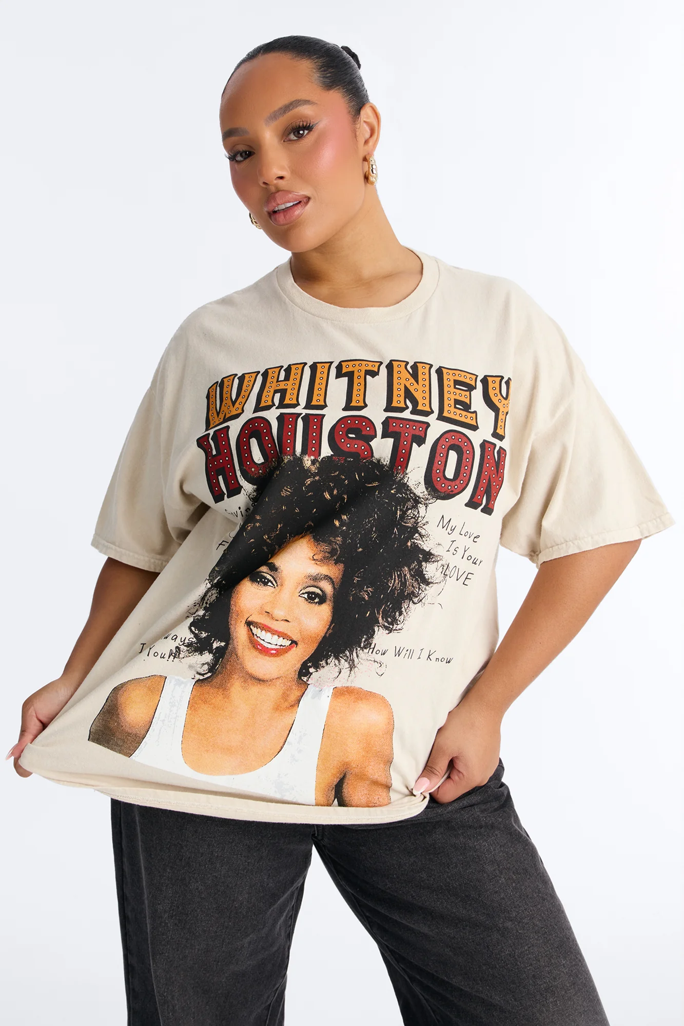 Whitney Houston Songs Washed Tee - Natural - Image 4