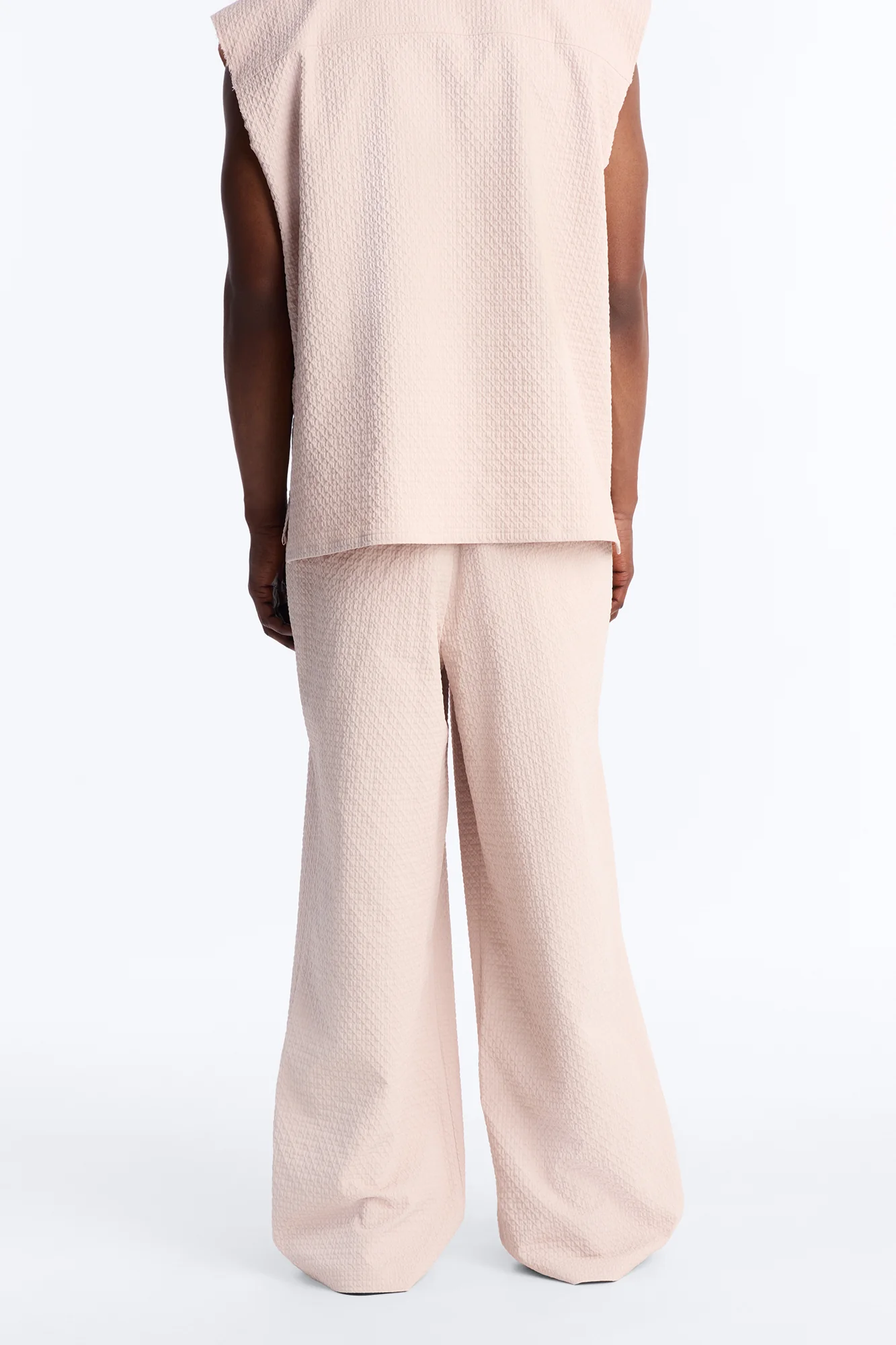 Wide Leg Inspired By Fear Seersucker Trouser - Light Pink - Image 4