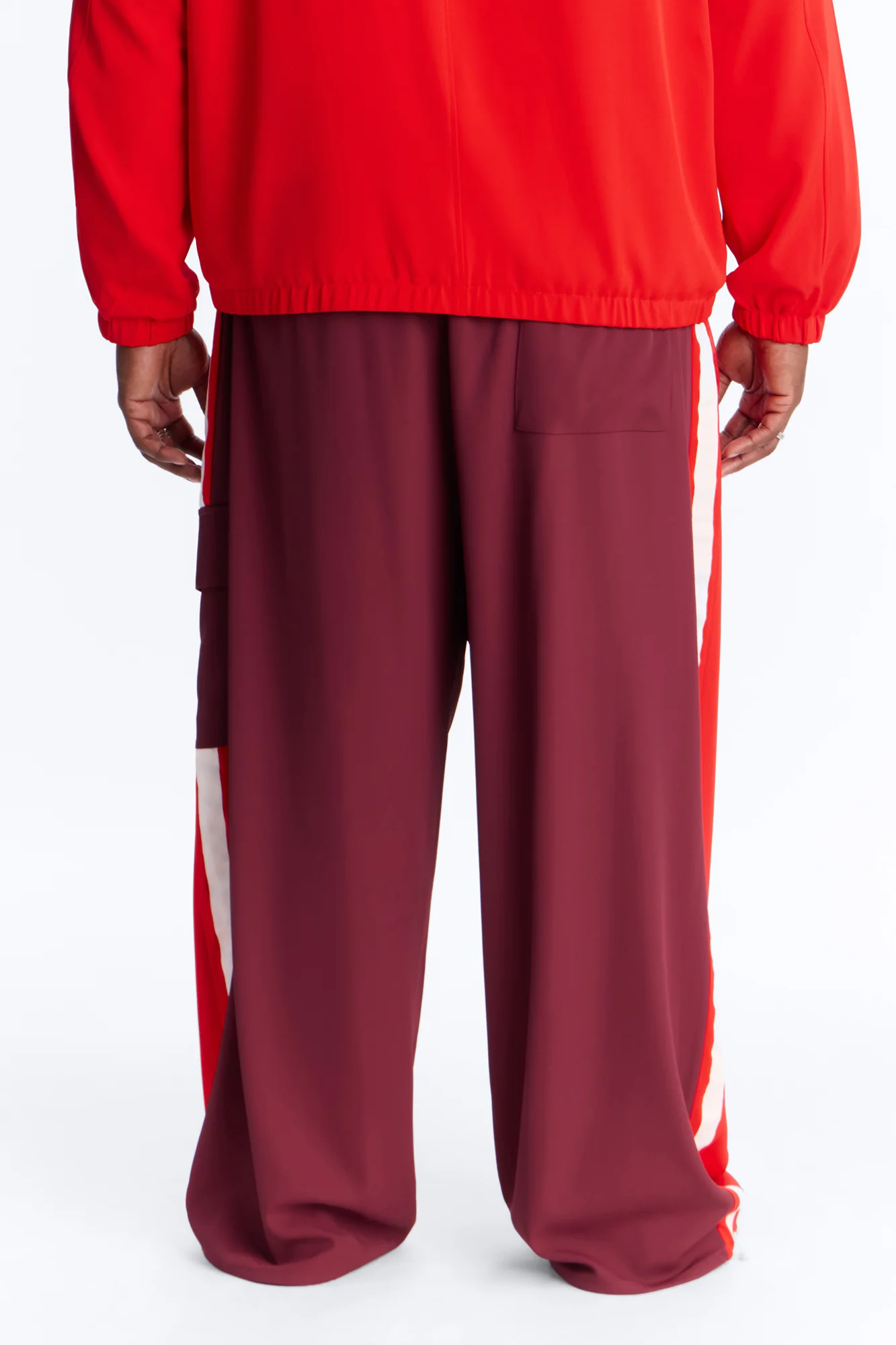 Wide Leg Manchester Color Block Pant - Red - Image 7