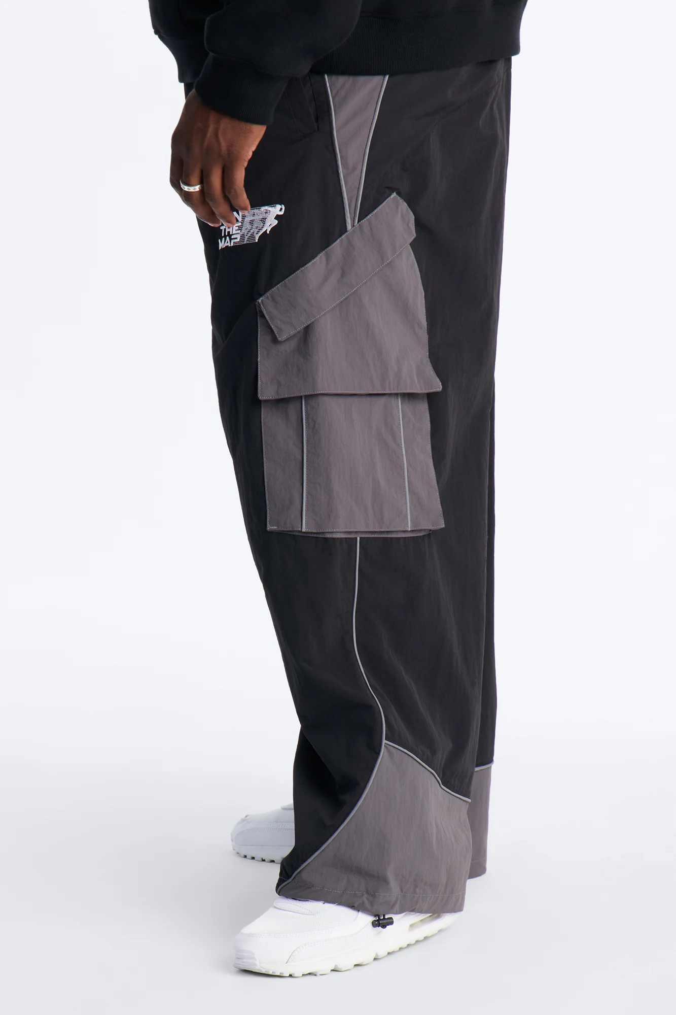 Wide Leg Motorsport Colorblock Pant - Black - Image 10