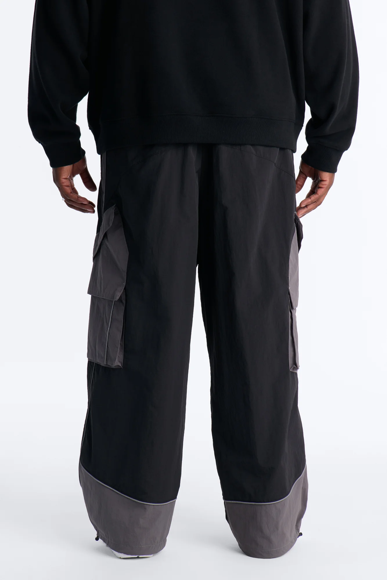 Wide Leg Motorsport Colorblock Pant - Black - Image 11