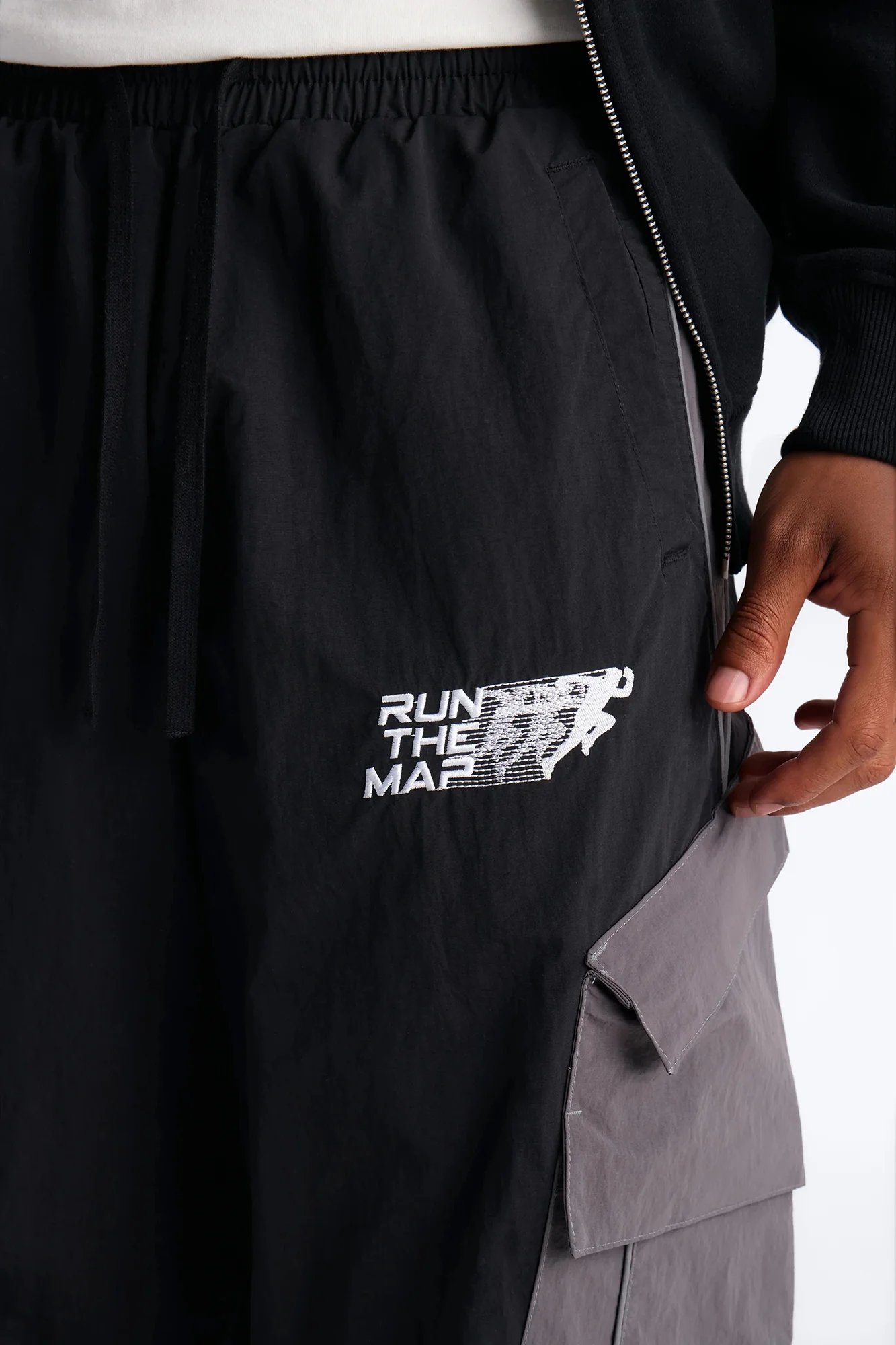 Wide Leg Motorsport Colorblock Pant - Black - Image 3