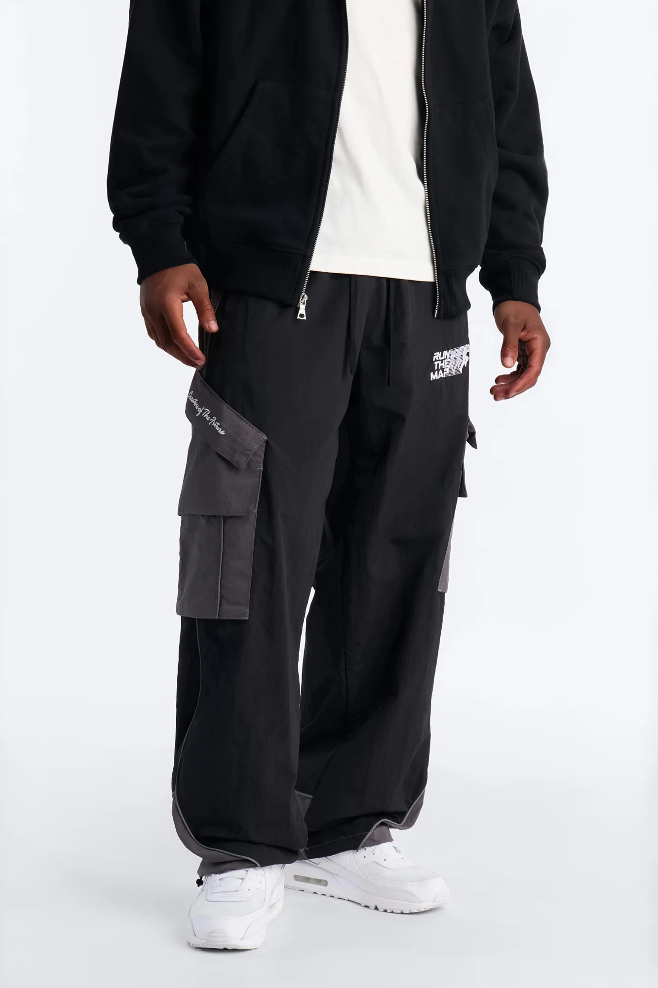 Wide Leg Motorsport Colorblock Pant - Black - Image 4