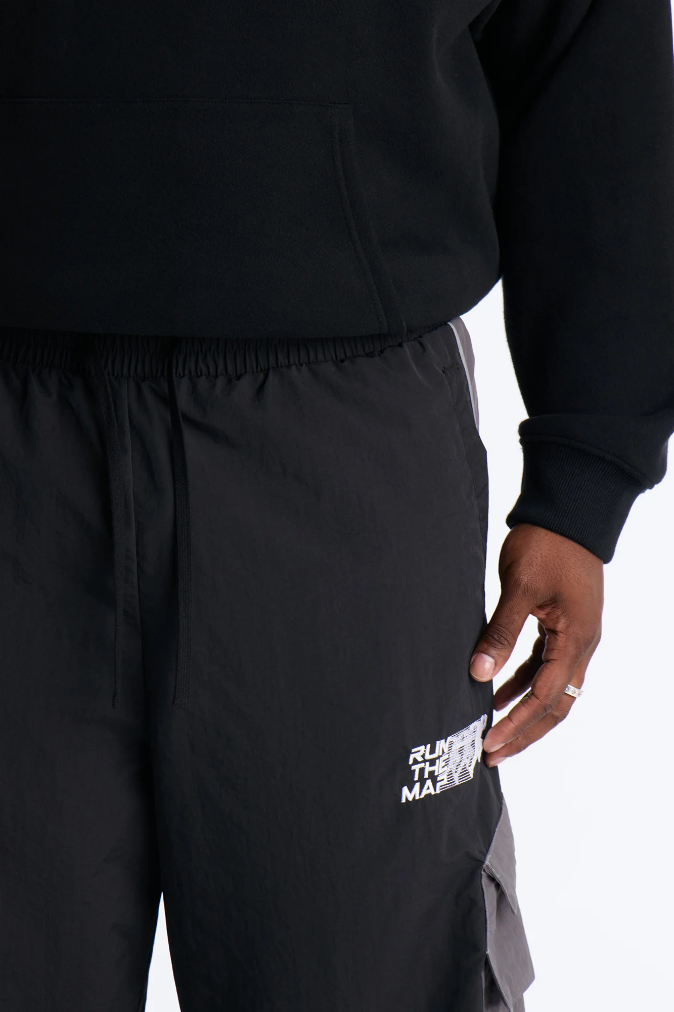 Wide Leg Motorsport Colorblock Pant - Black - Image 9