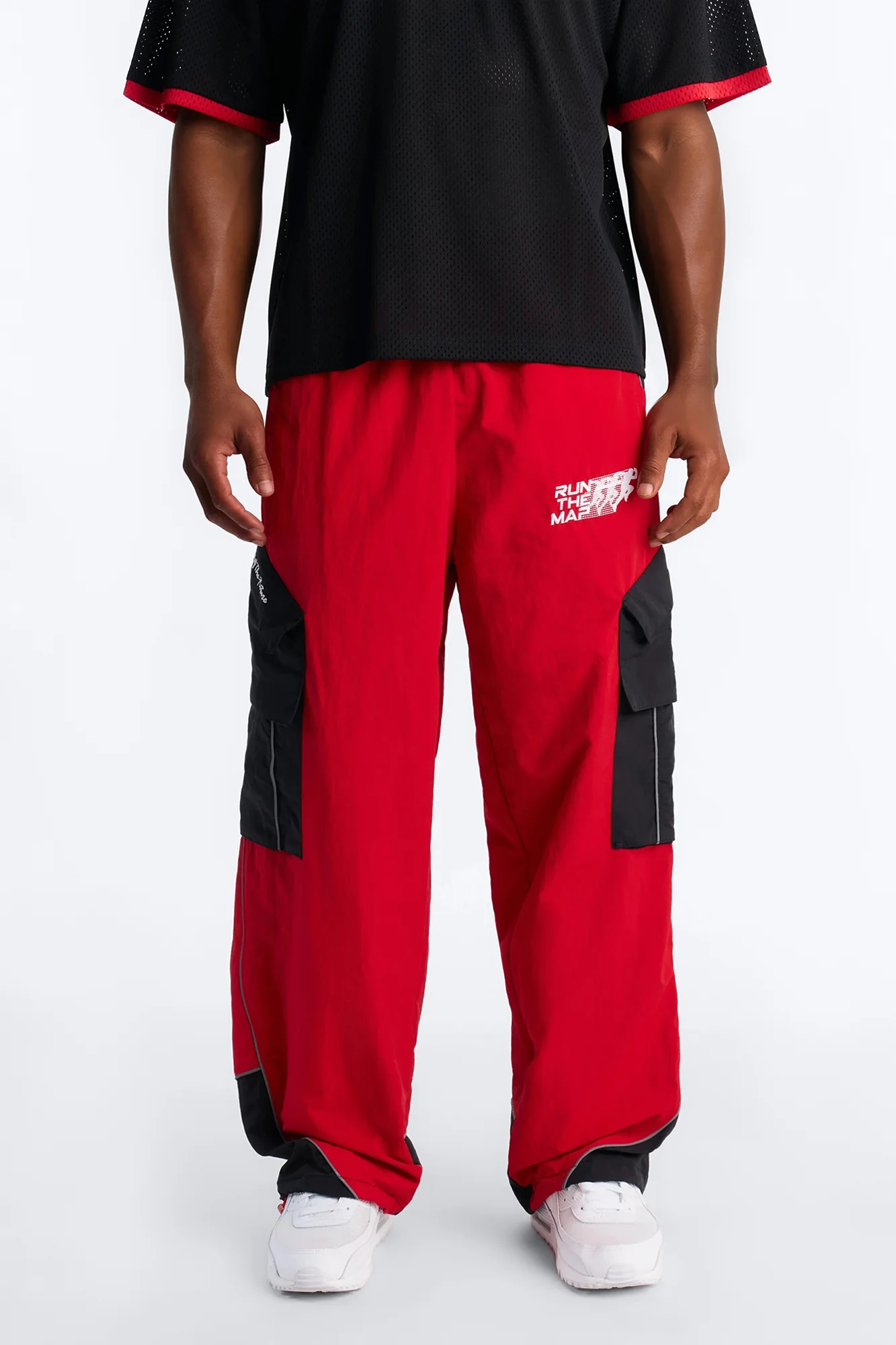 Wide Leg Motorsport Colorblock Pant - Red