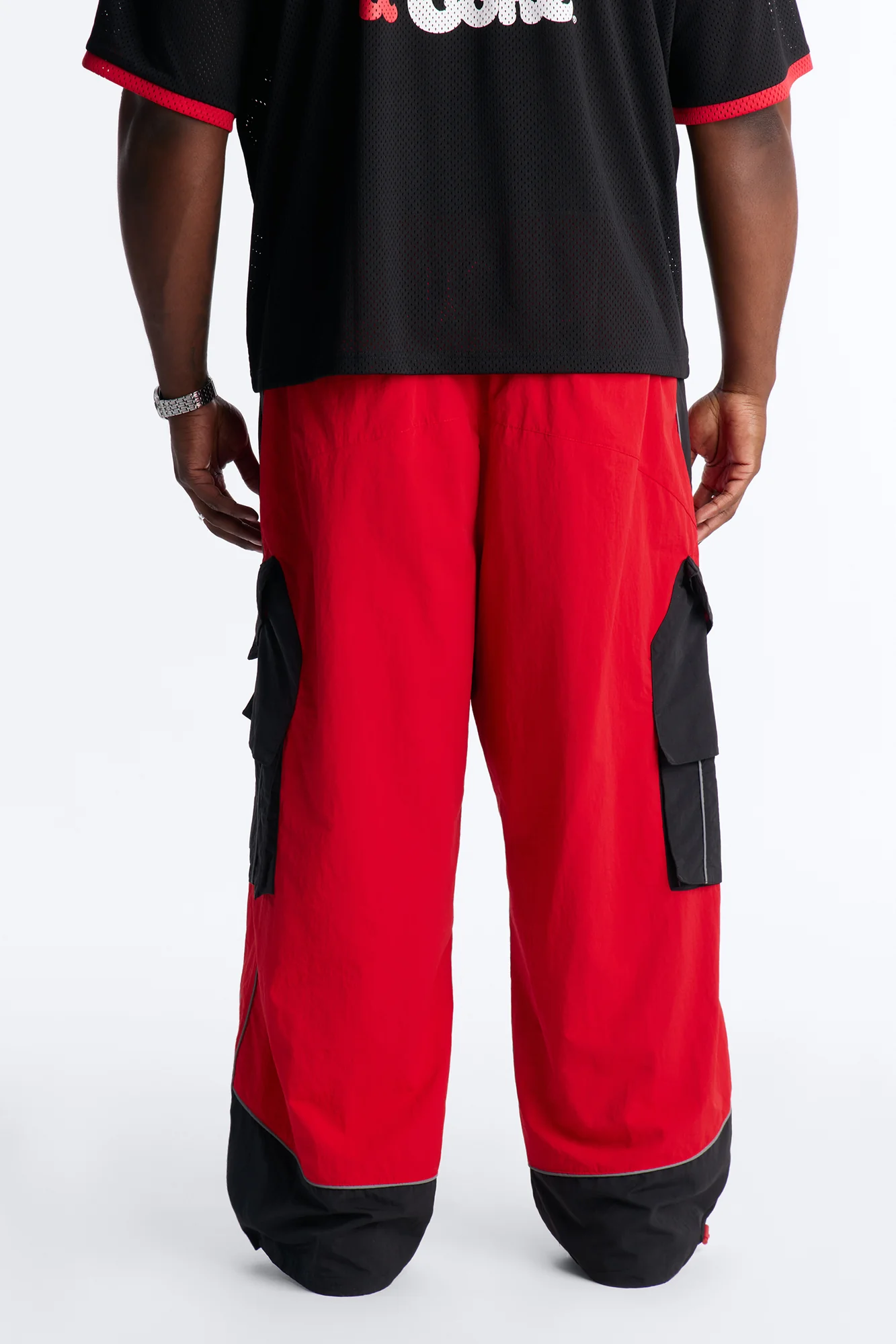 Wide Leg Motorsport Colorblock Pant - Red - Image 10