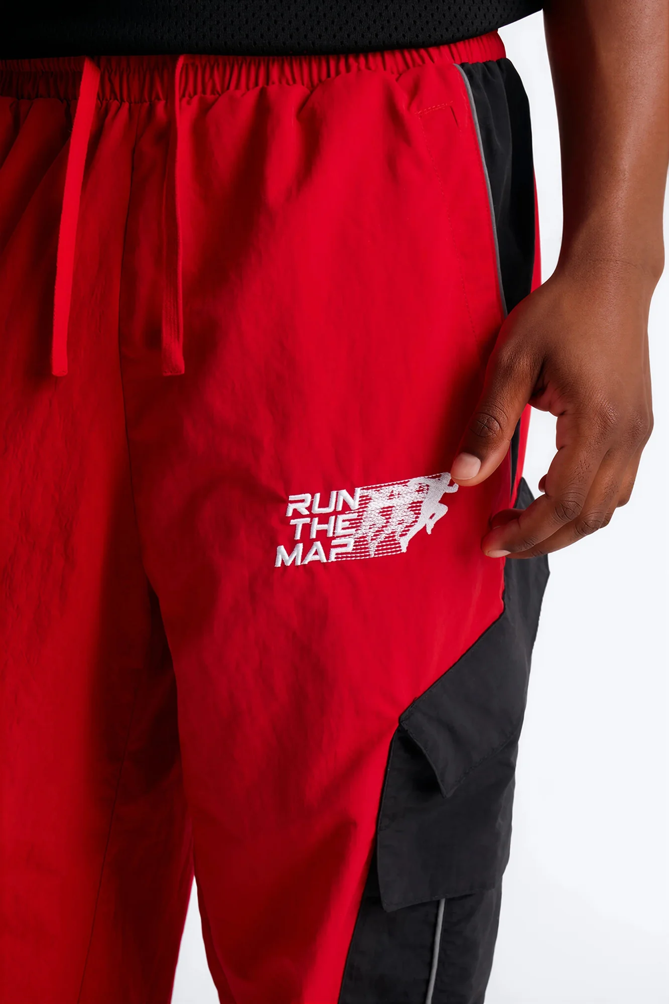 Wide Leg Motorsport Colorblock Pant - Red - Image 3
