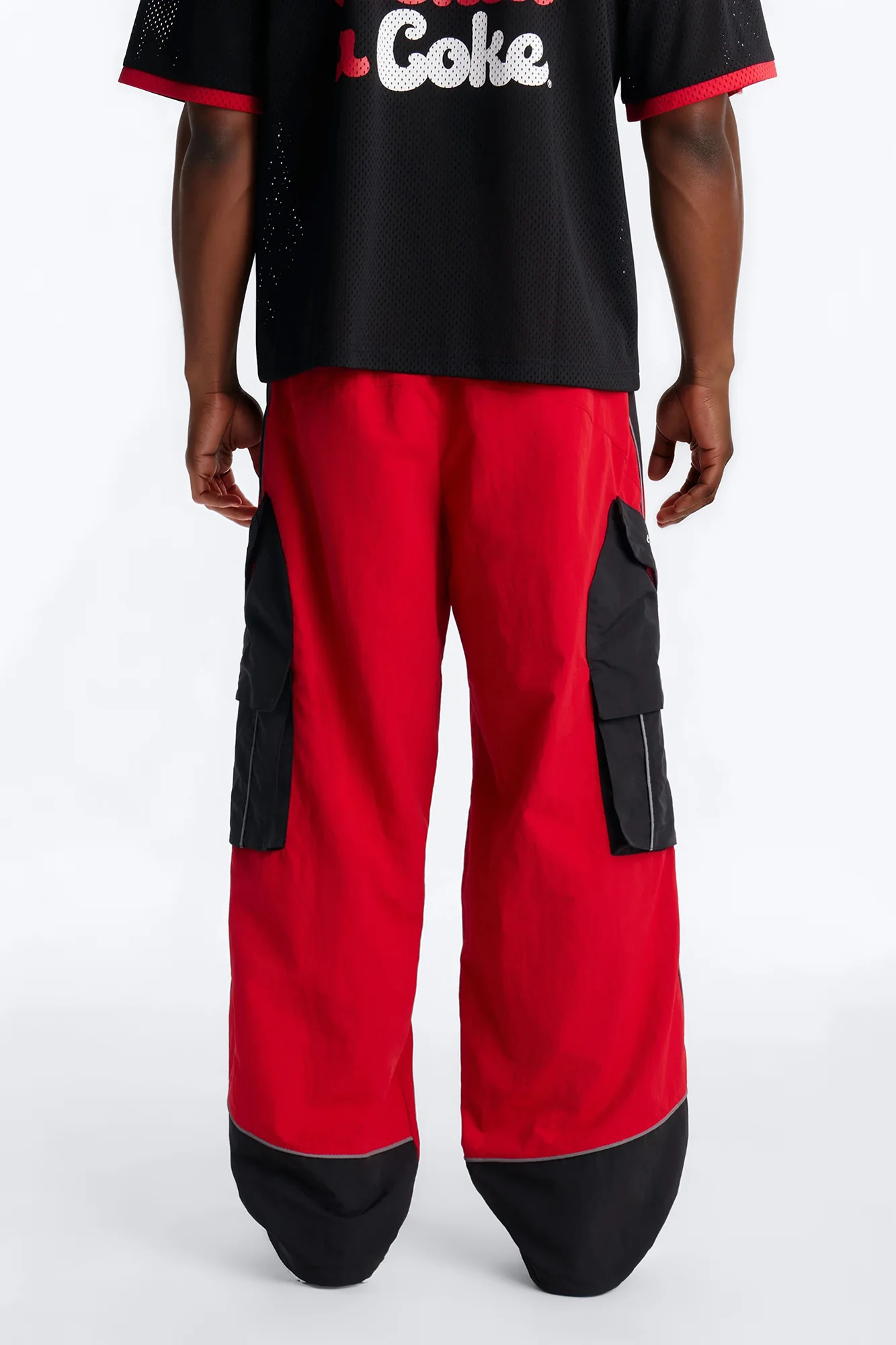 Wide Leg Motorsport Colorblock Pant - Red - Image 5