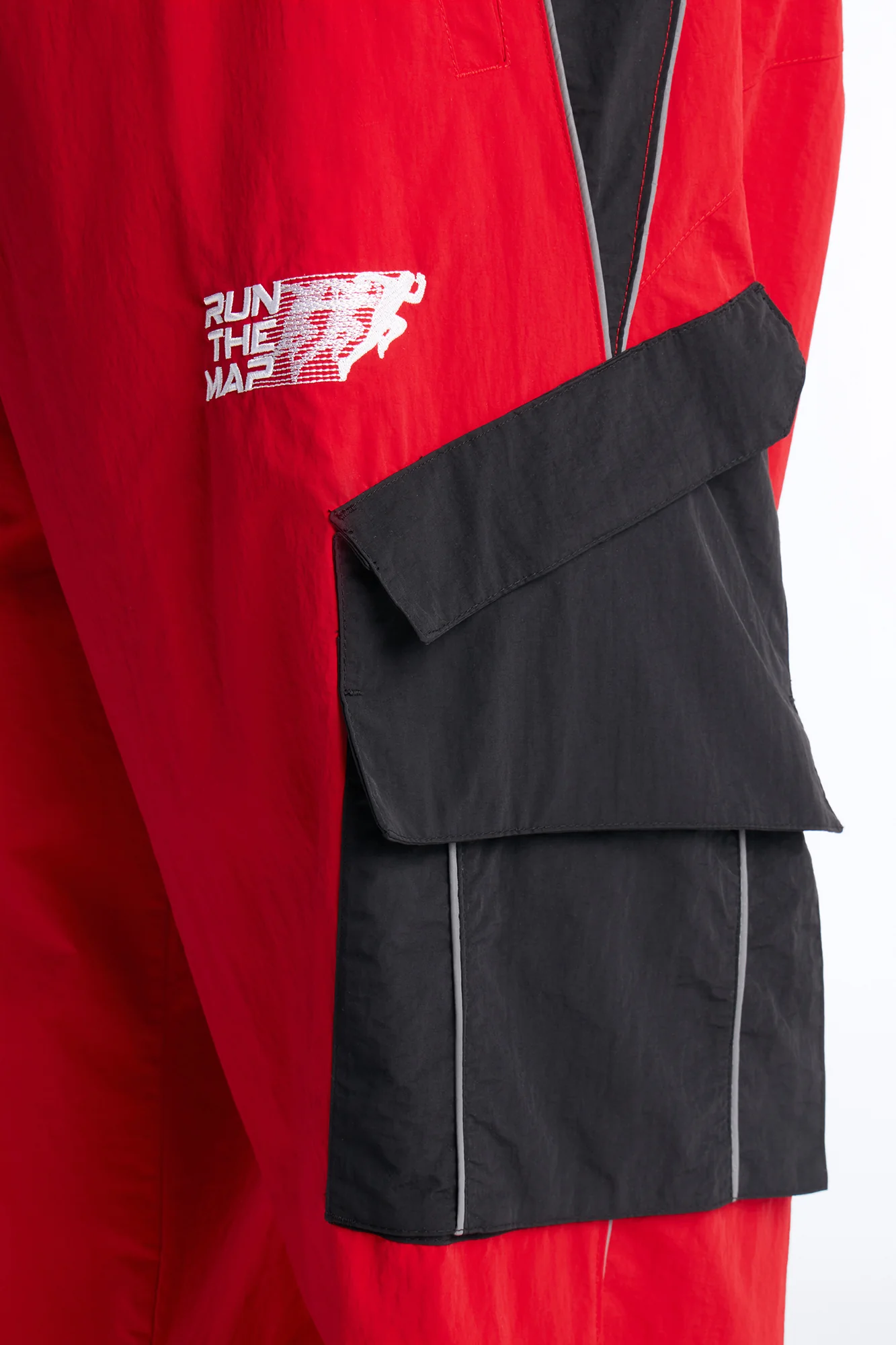 Wide Leg Motorsport Colorblock Pant - Red - Image 8