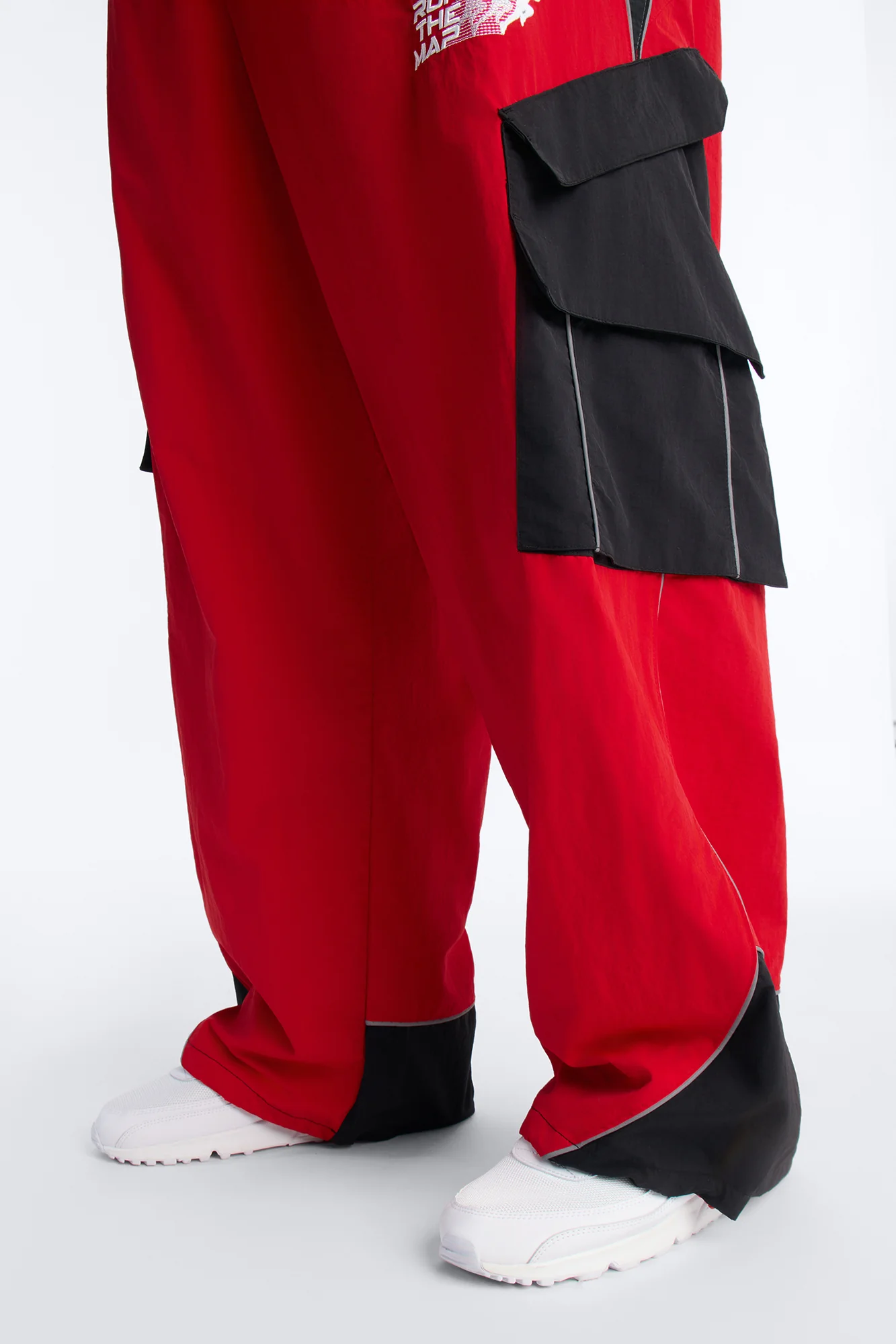 Wide Leg Motorsport Colorblock Pant - Red - Image 9