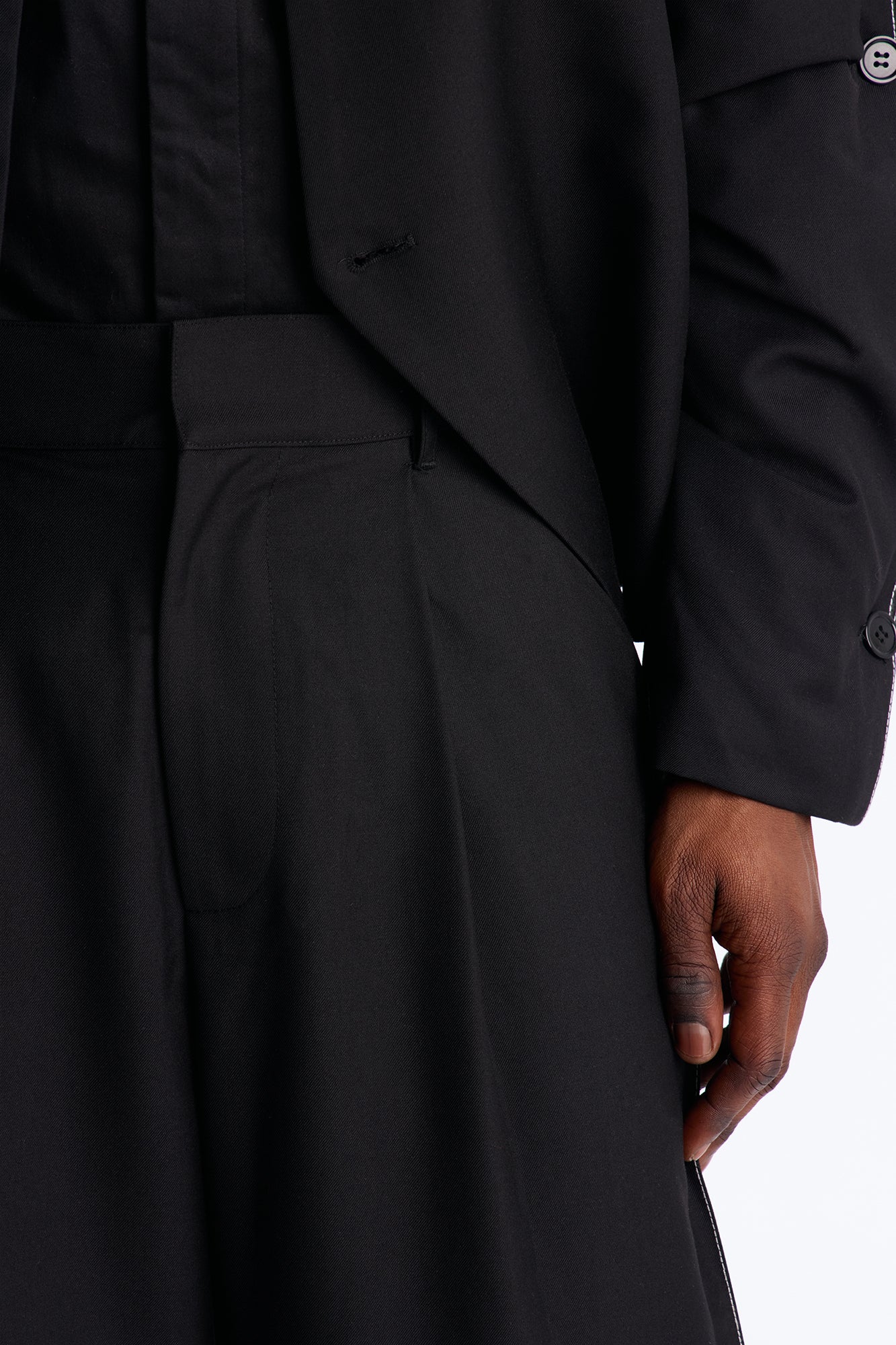 Wide Leg New Age Cuffed Tuxedo Trouser - Black - Image 3