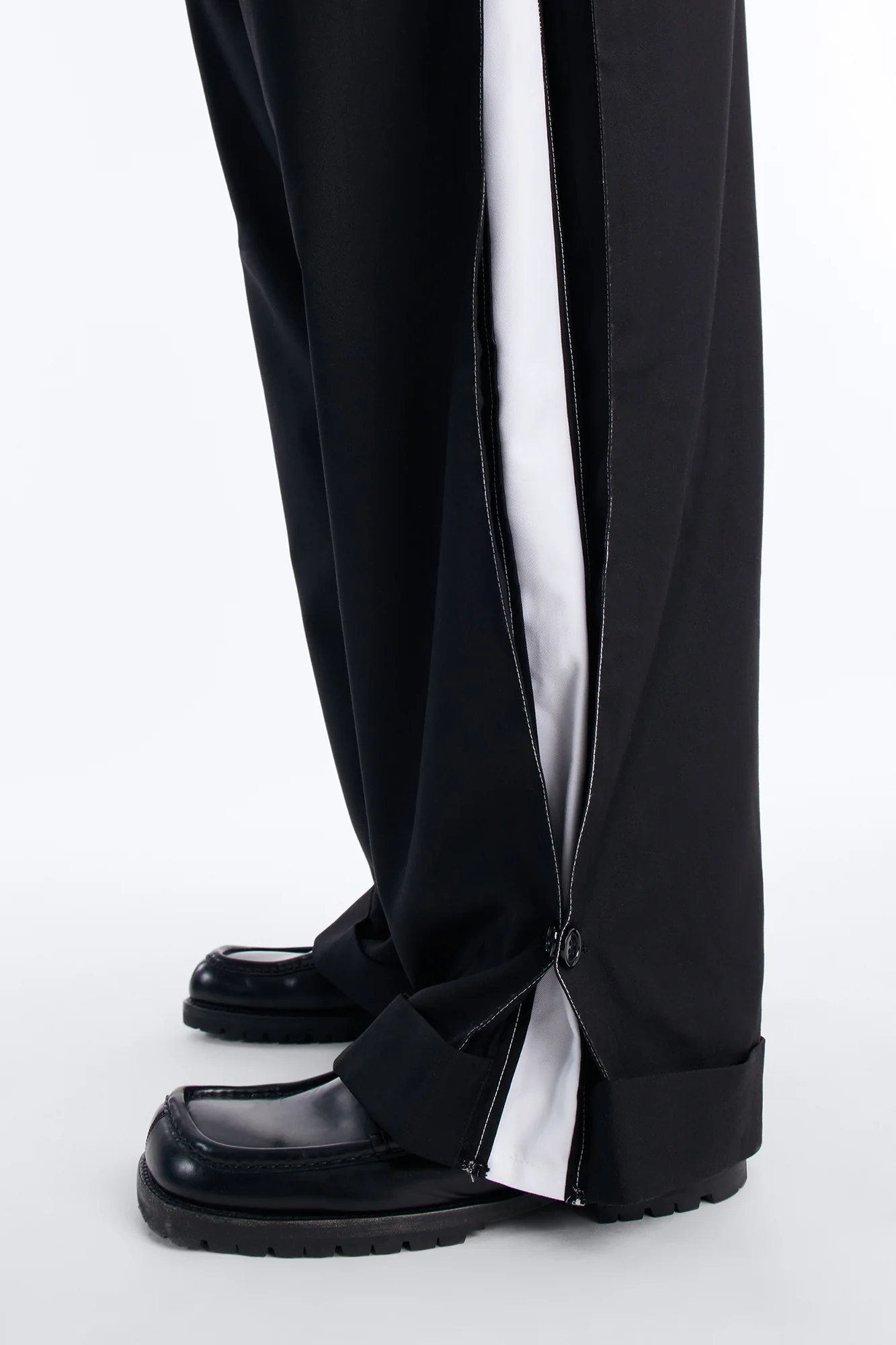 Wide Leg New Age Cuffed Tuxedo Trouser - Black - Image 8