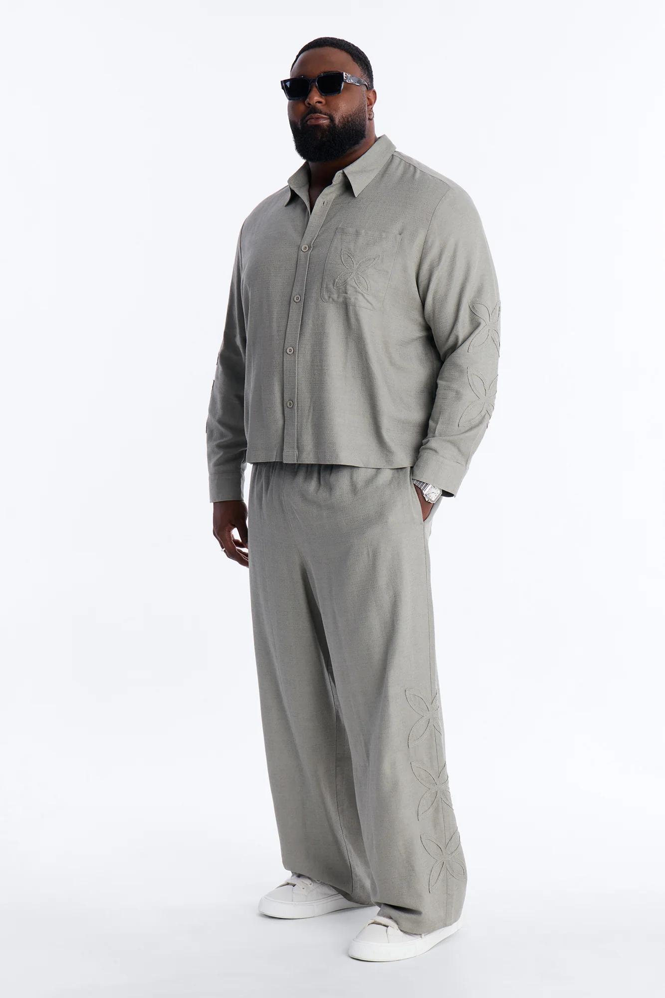 Wide Leg Tropical Fearless Pant - Sage - Image 5