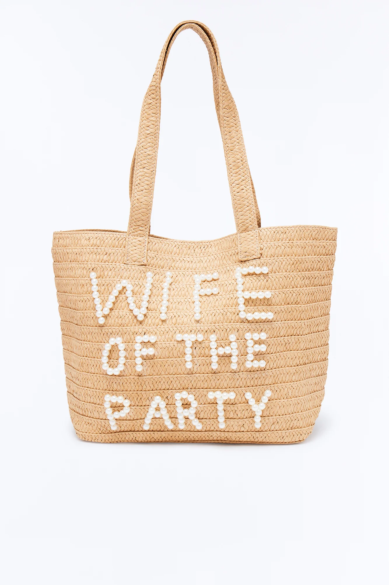 Wife Of The Party Straw Tote - Natural/Combo - Image 3