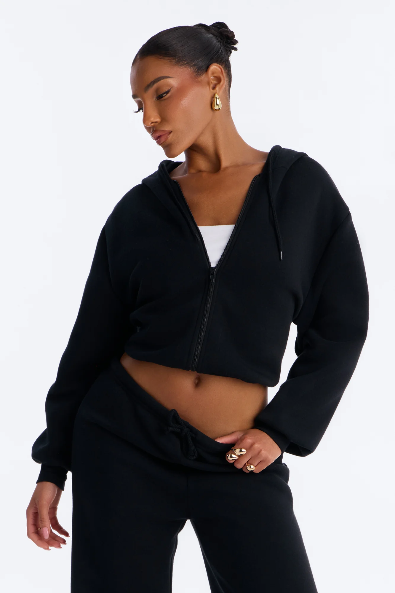 Wifey Era Fleece Pant Set - Black/White - Image 2