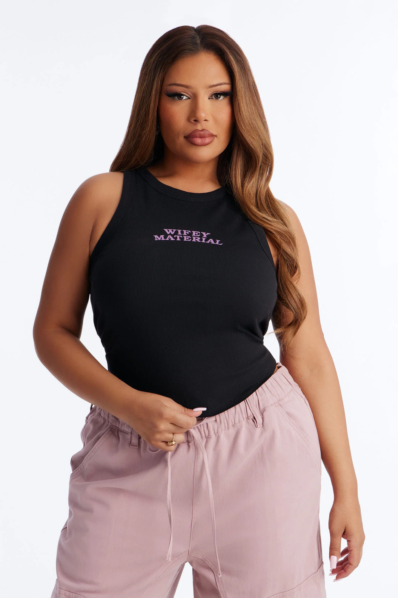 Wifey Material Tank Top - Black - Image 5
