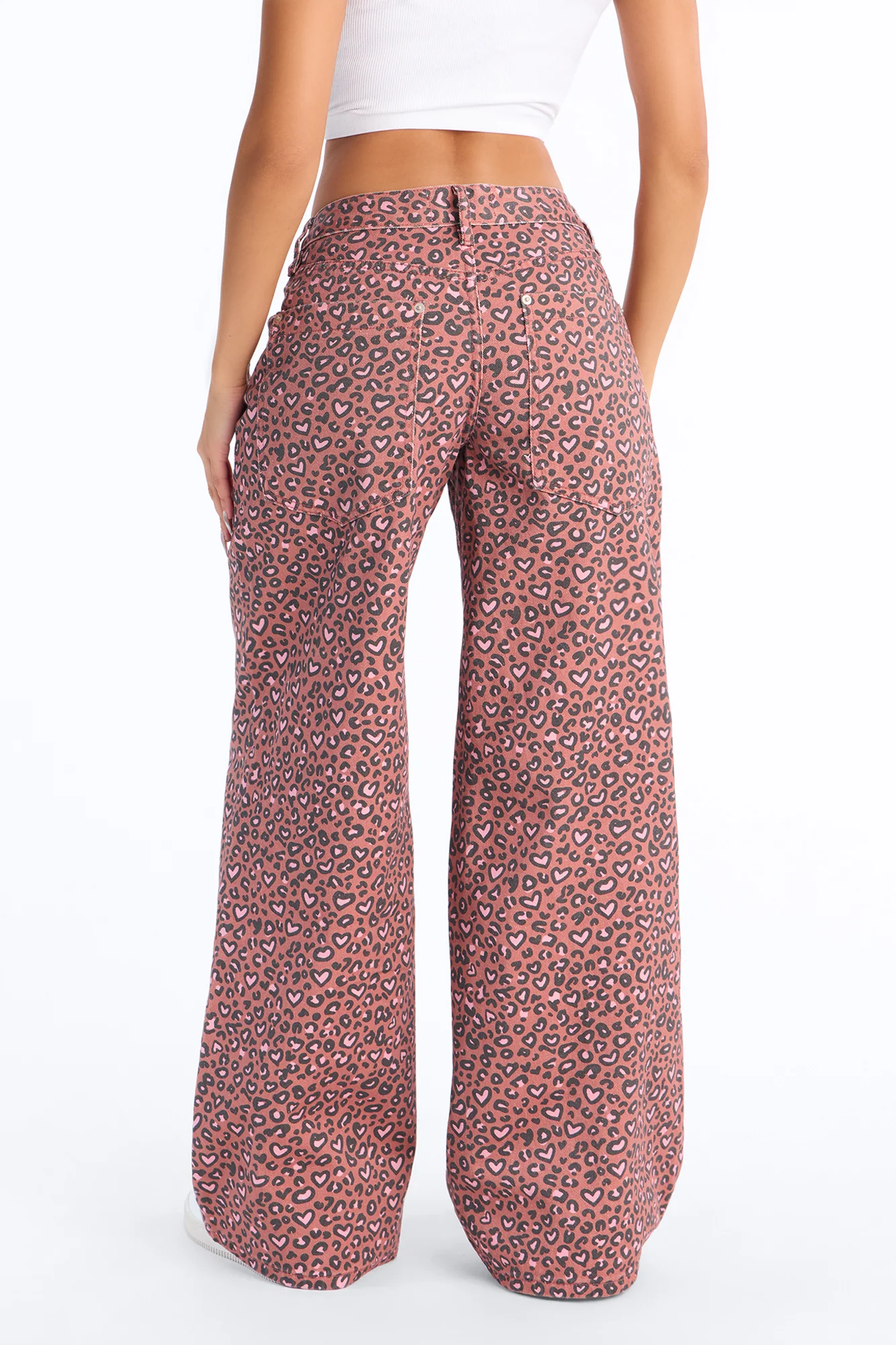 Wild At Heart Cheetah Print Wide Leg Jeans - Pink/combo - Image 4