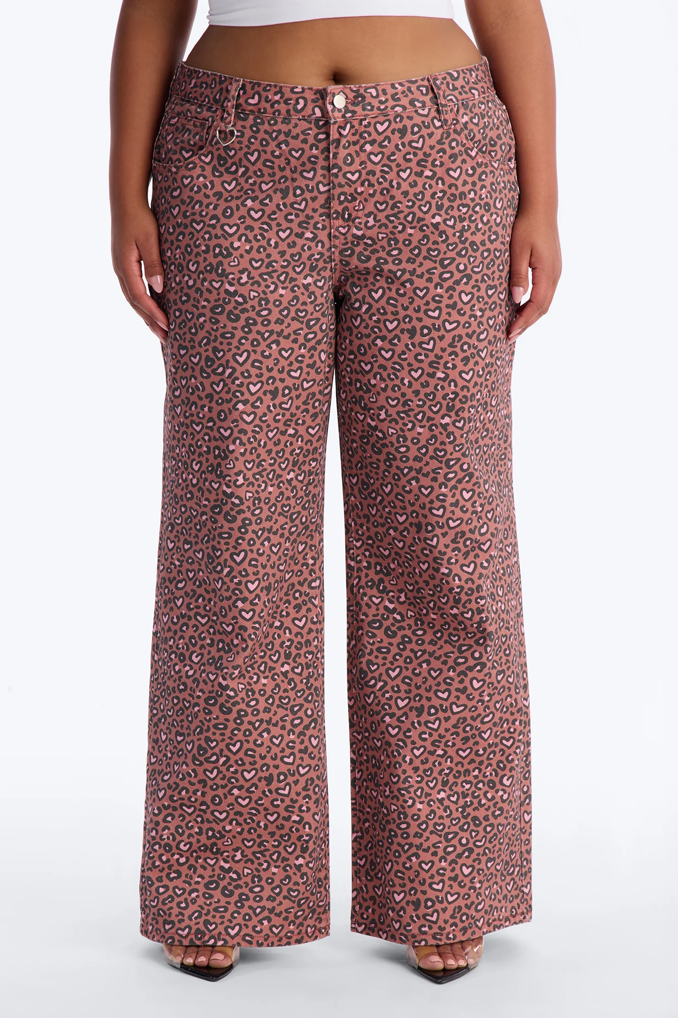 Wild At Heart Cheetah Print Wide Leg Jeans - Pink/combo - Image 5