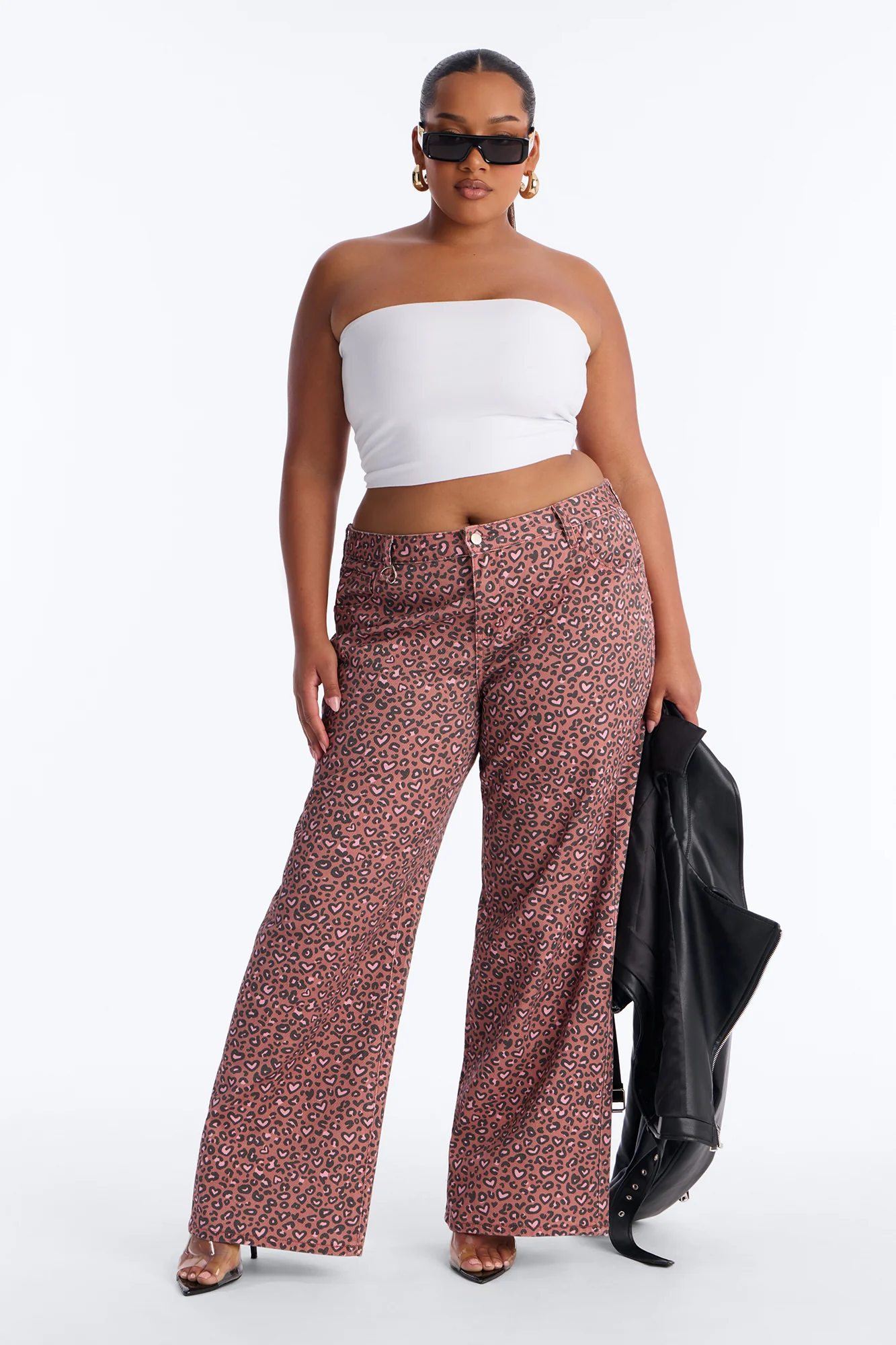 Wild At Heart Cheetah Print Wide Leg Jeans - Pink/combo - Image 6