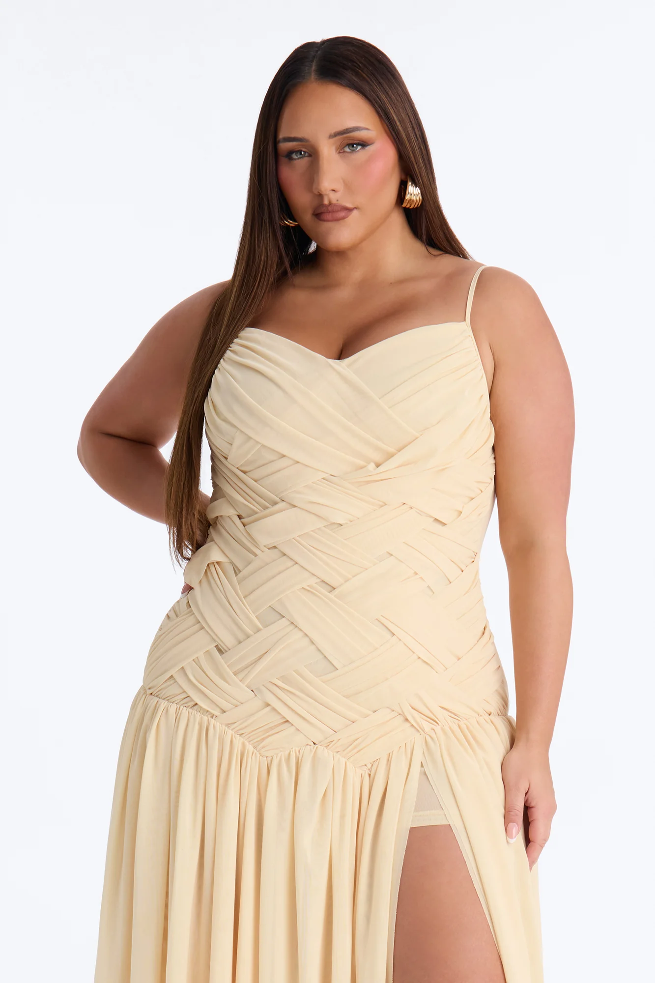 Wild At Heart Woven Mesh Maxi Dress - Butter Yellow - Image 6