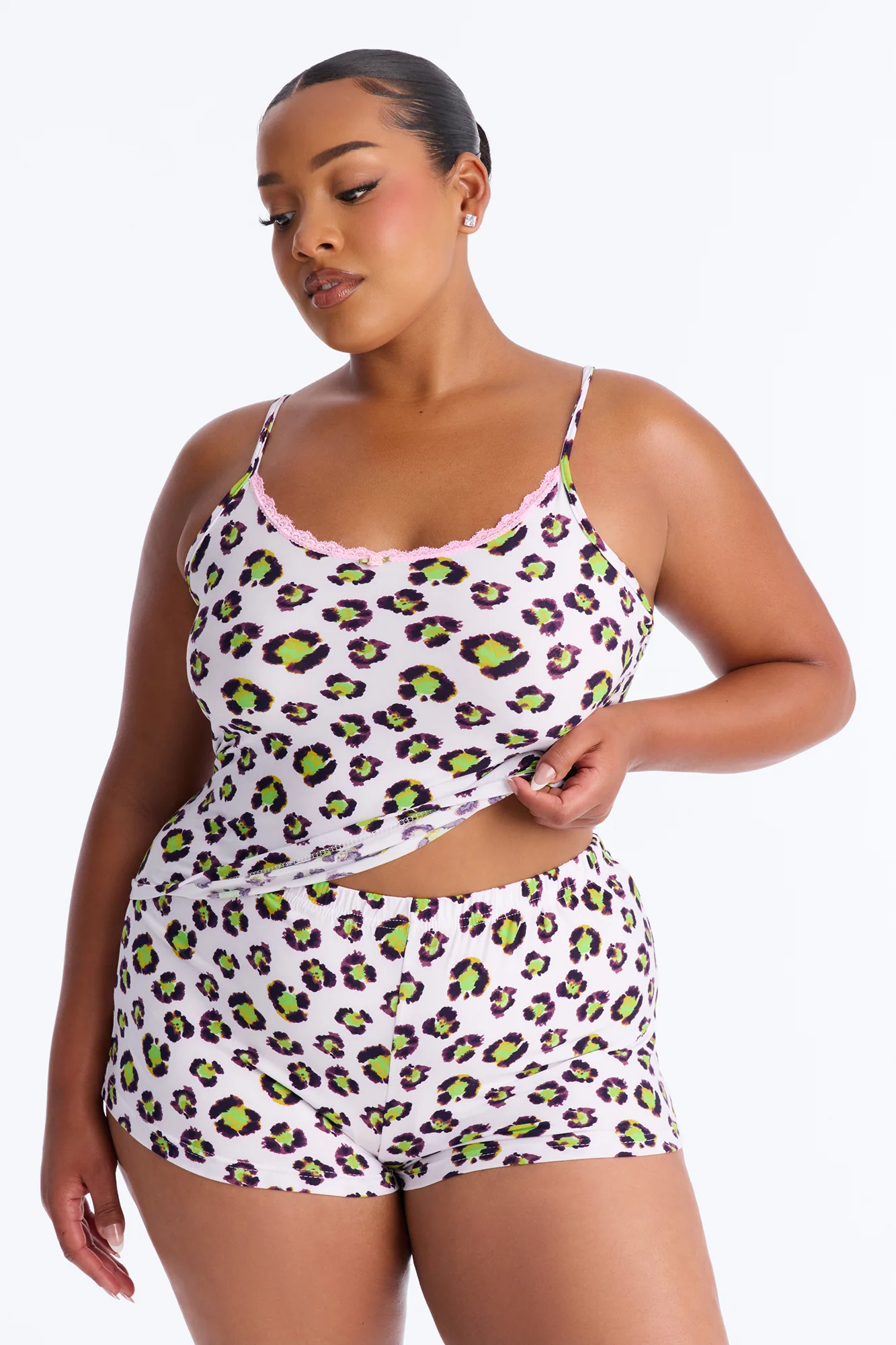 Wild Child Cami PJ Short Set - Leopard - Image 5