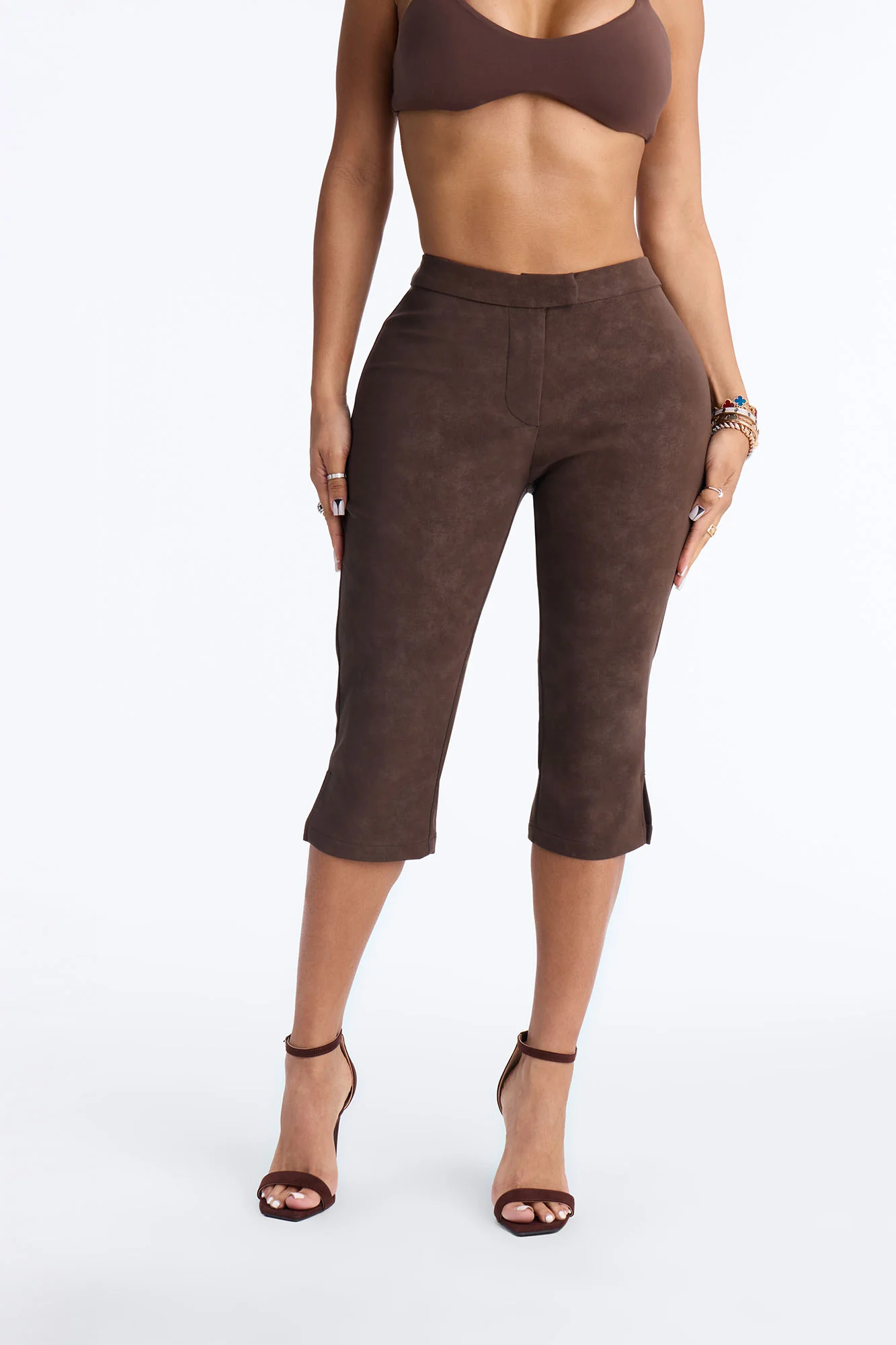 Wild Edge Faux Suede Capri - Brown - Image 2