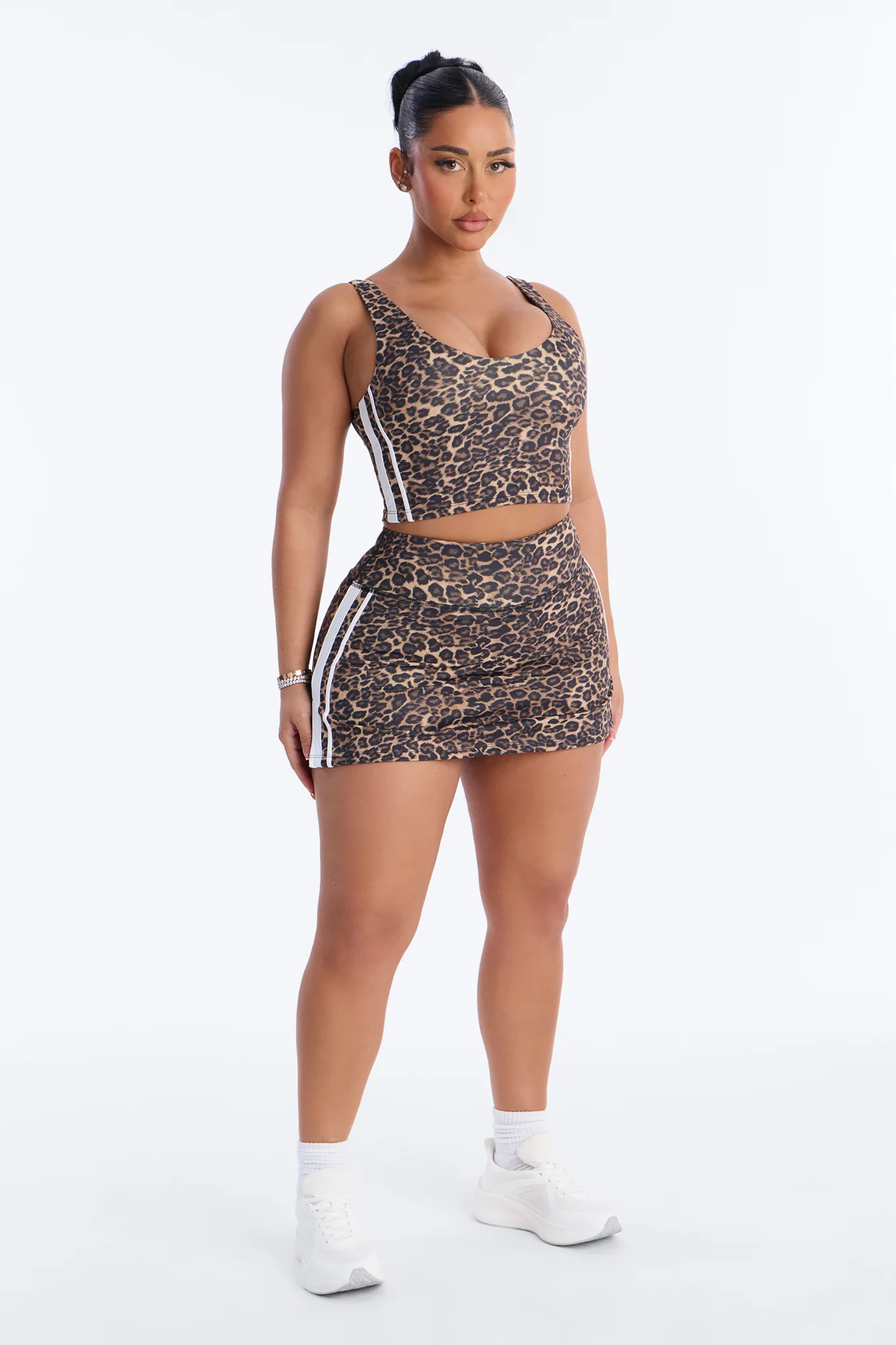 Wild Enough Leopard Mini Skirt Set - Brown Combo