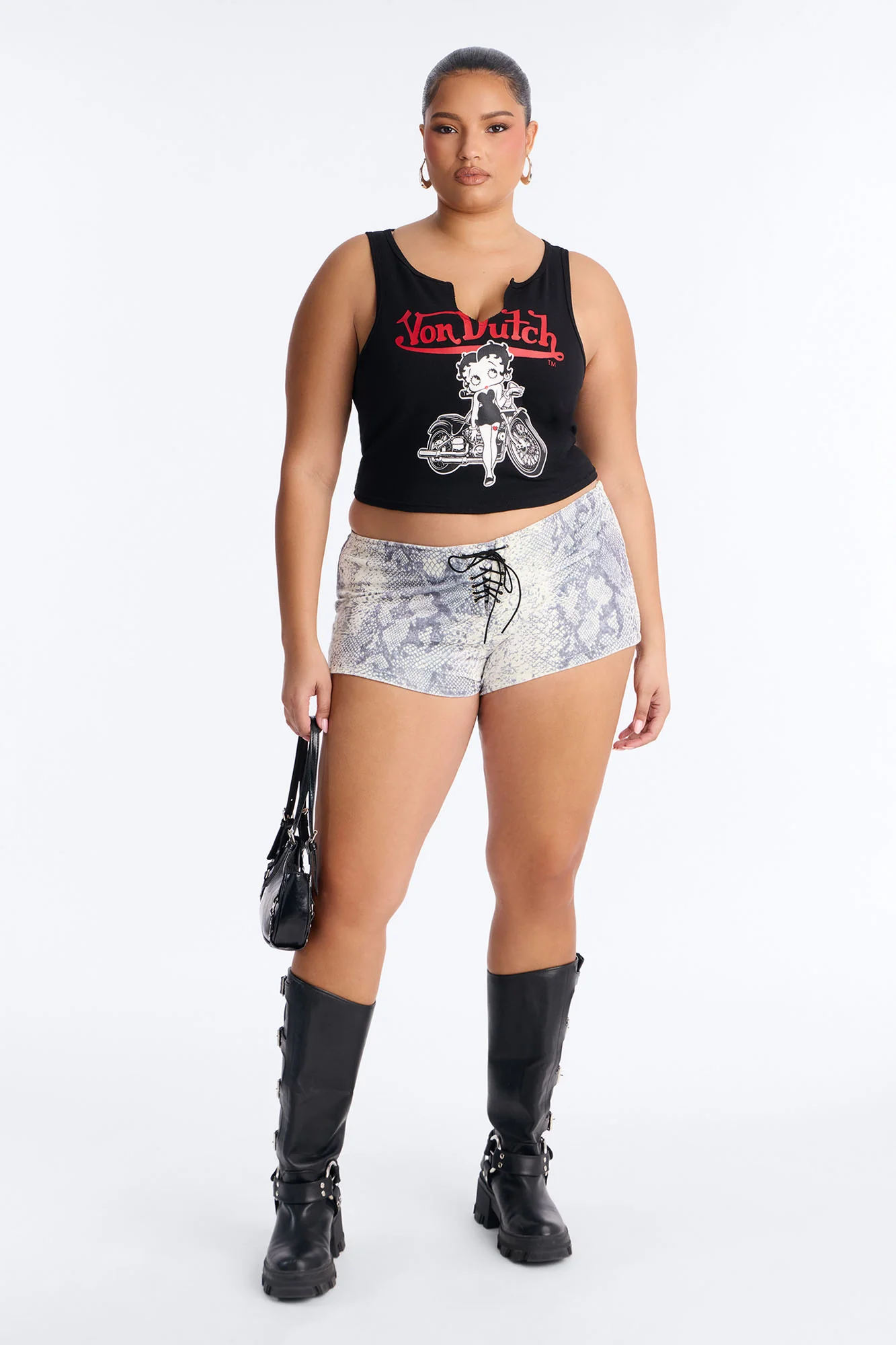 Wild For You Lace Up Snake Print Micro Short - Cream/combo - Image 5