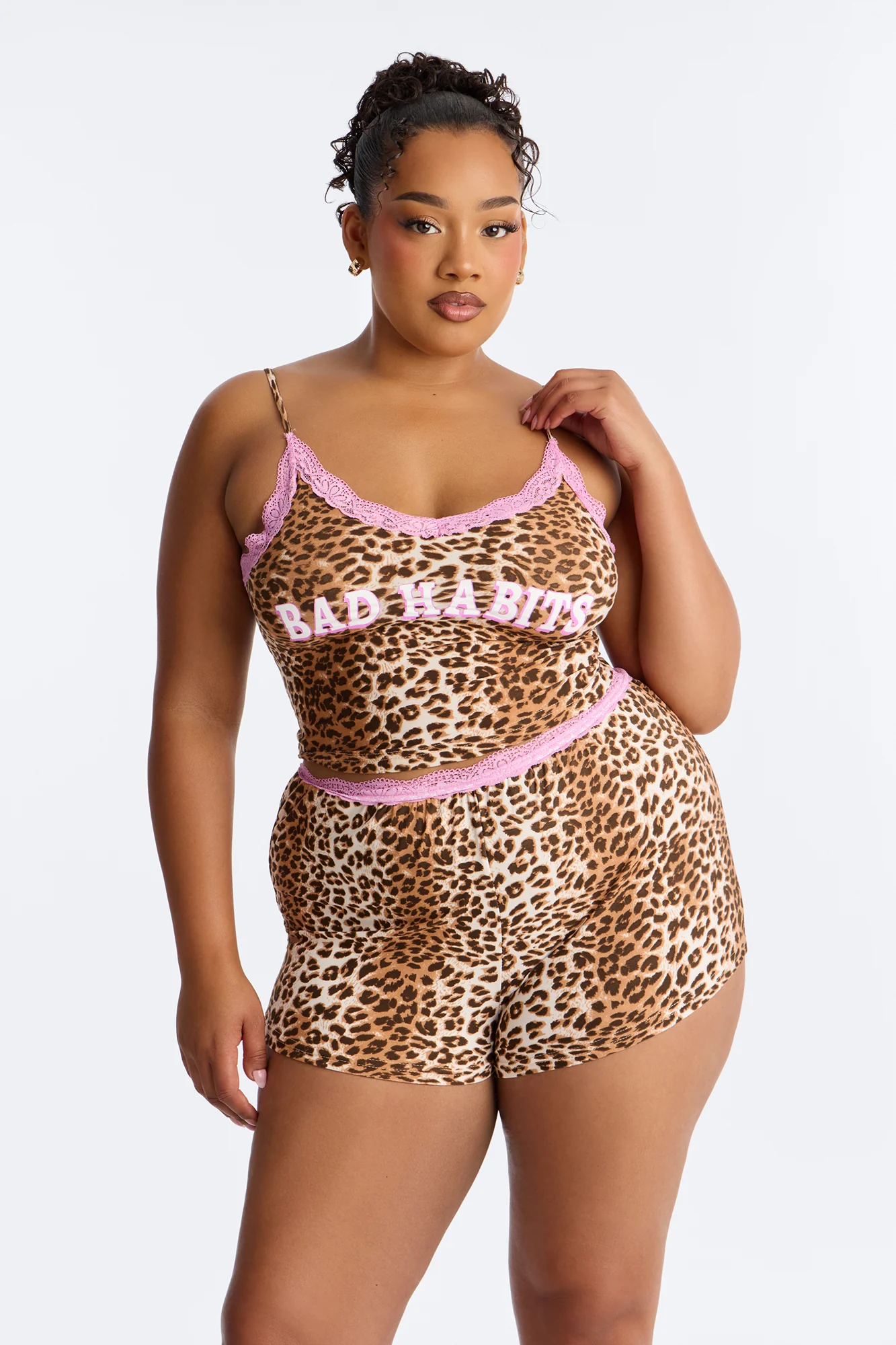 Wild Habits PJ Short Set - Brown/combo - Image 4