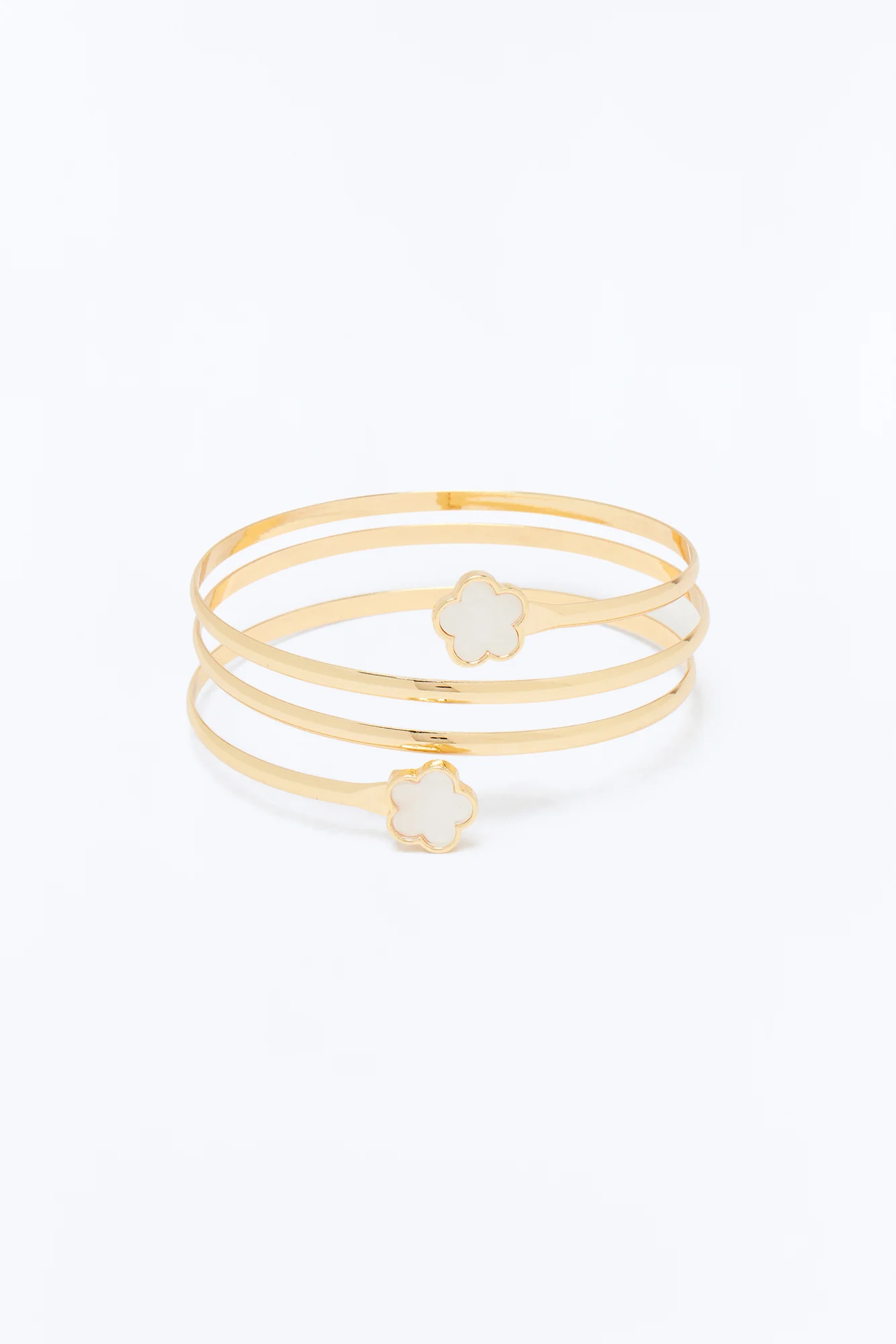 Wild Leaf Clover Arm Cuff - White/Gold - Image 3