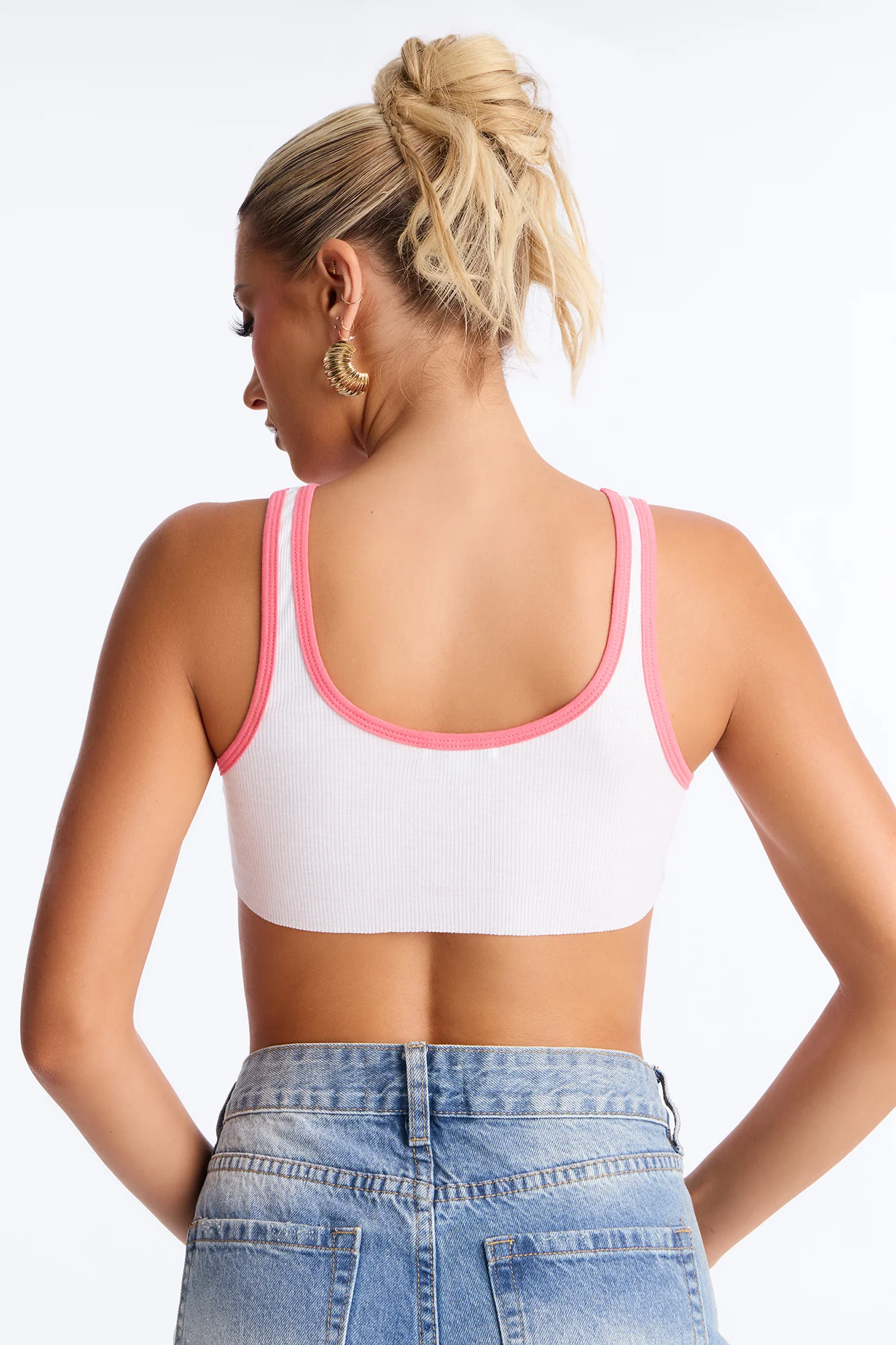 Wild West Ribbed Cropped Tank Top - White - Image 4