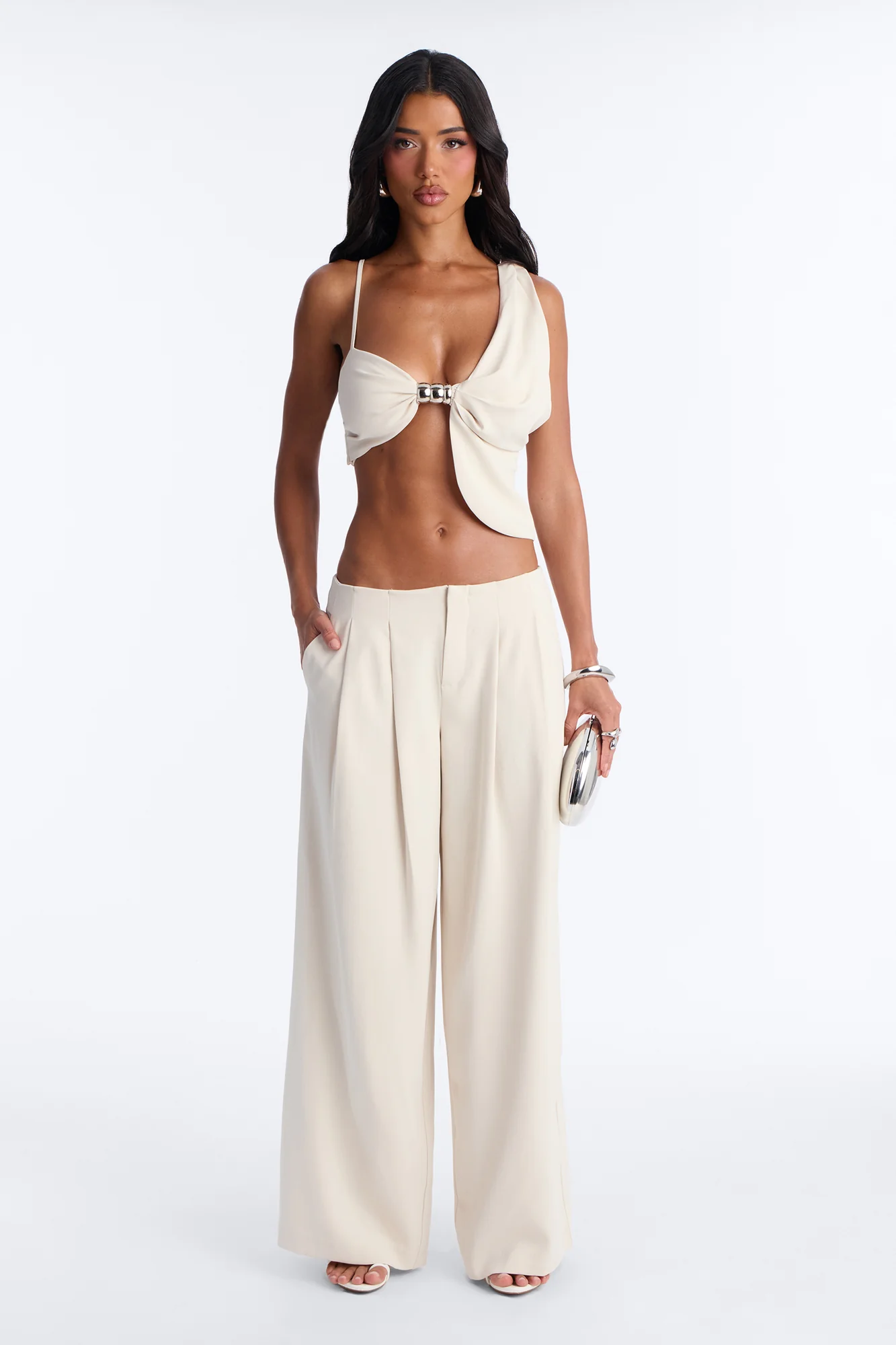 Wildflower Crepe Pant Set - Off White
