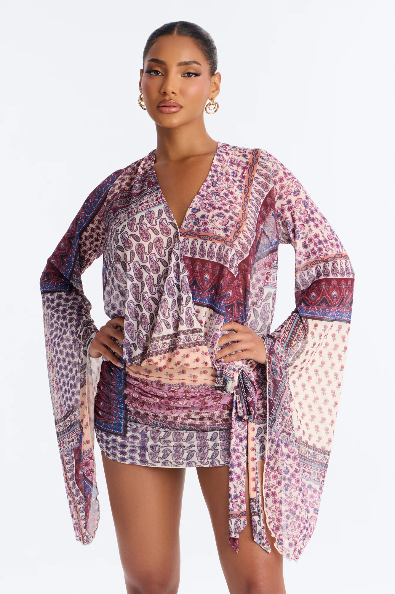 Wildflower Soul Mesh Mini Dress - Purple/combo - Image 2