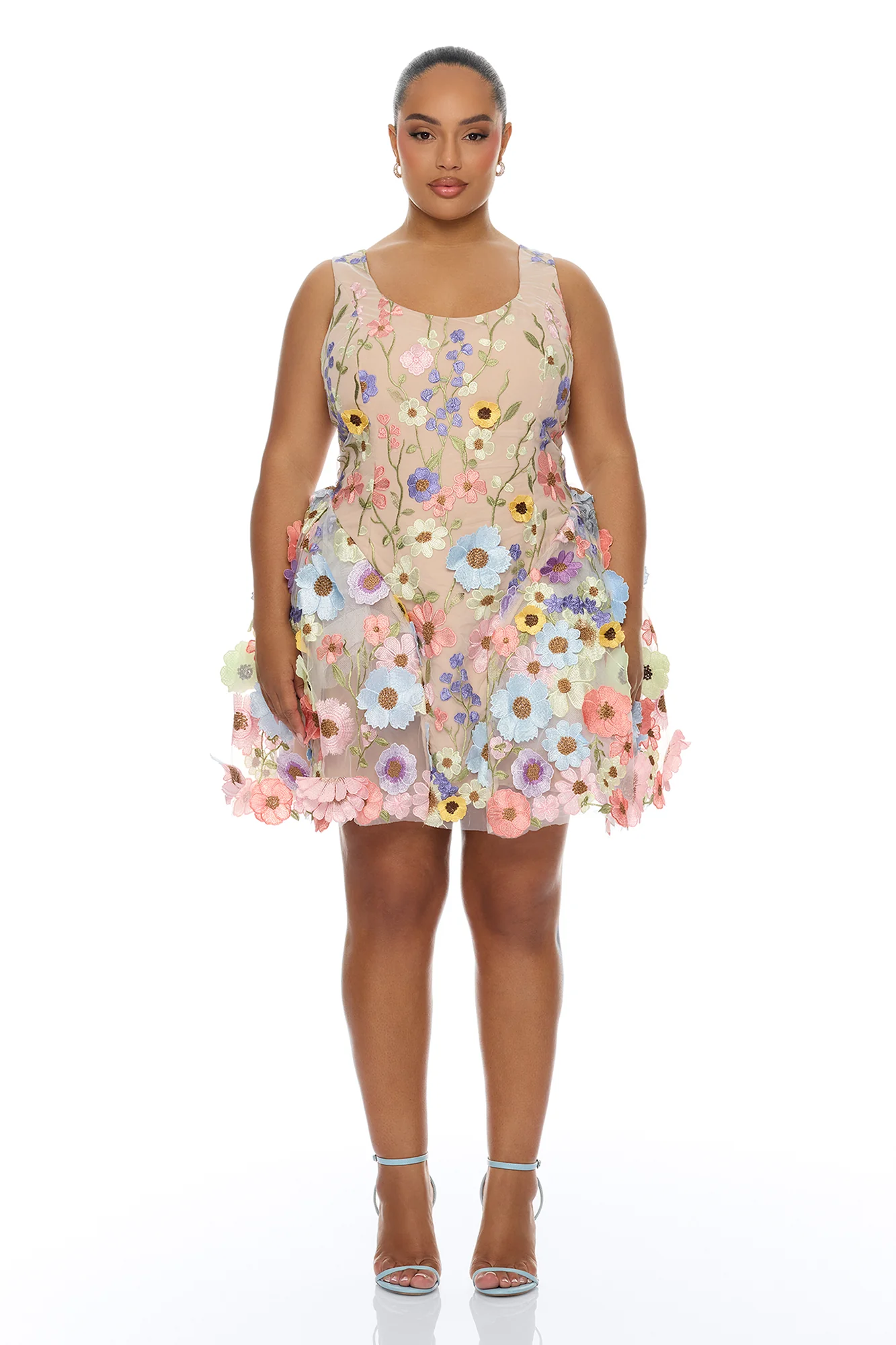 Wildflower Way Embroidered Mesh Mini Dress - Multi Color - Image 5